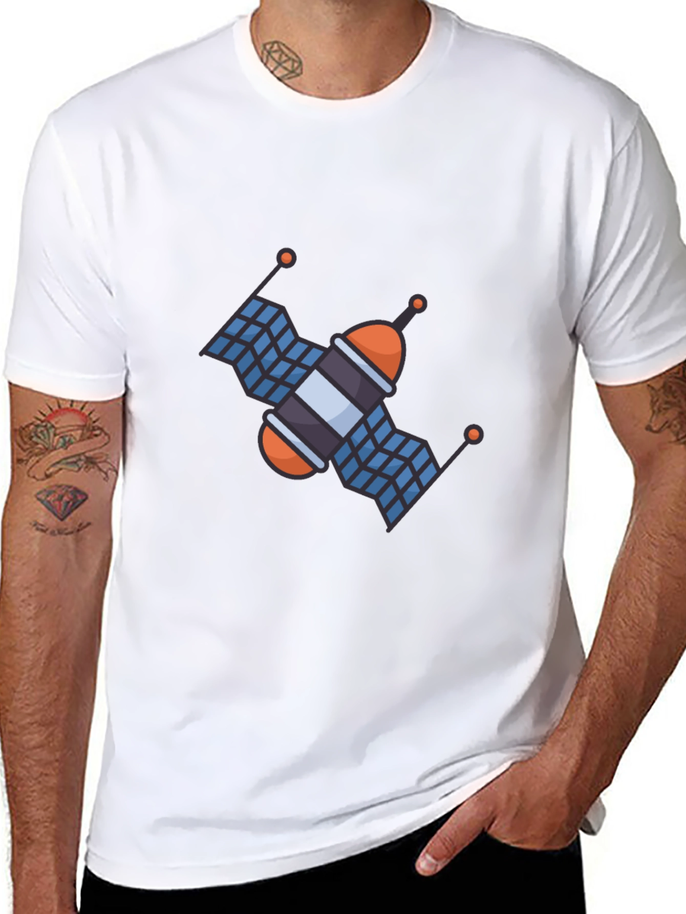 Satellite Graphic T-Shirt - Space Exploration Tee