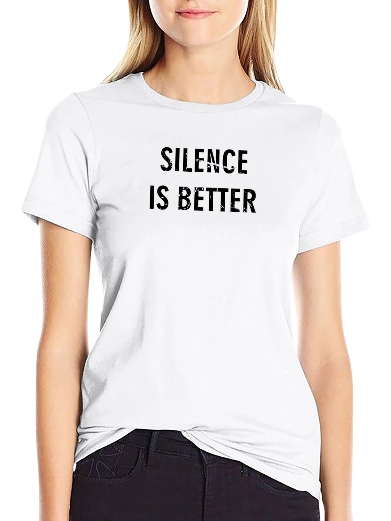 Silence is Better Black Crew Neck T-Shirt