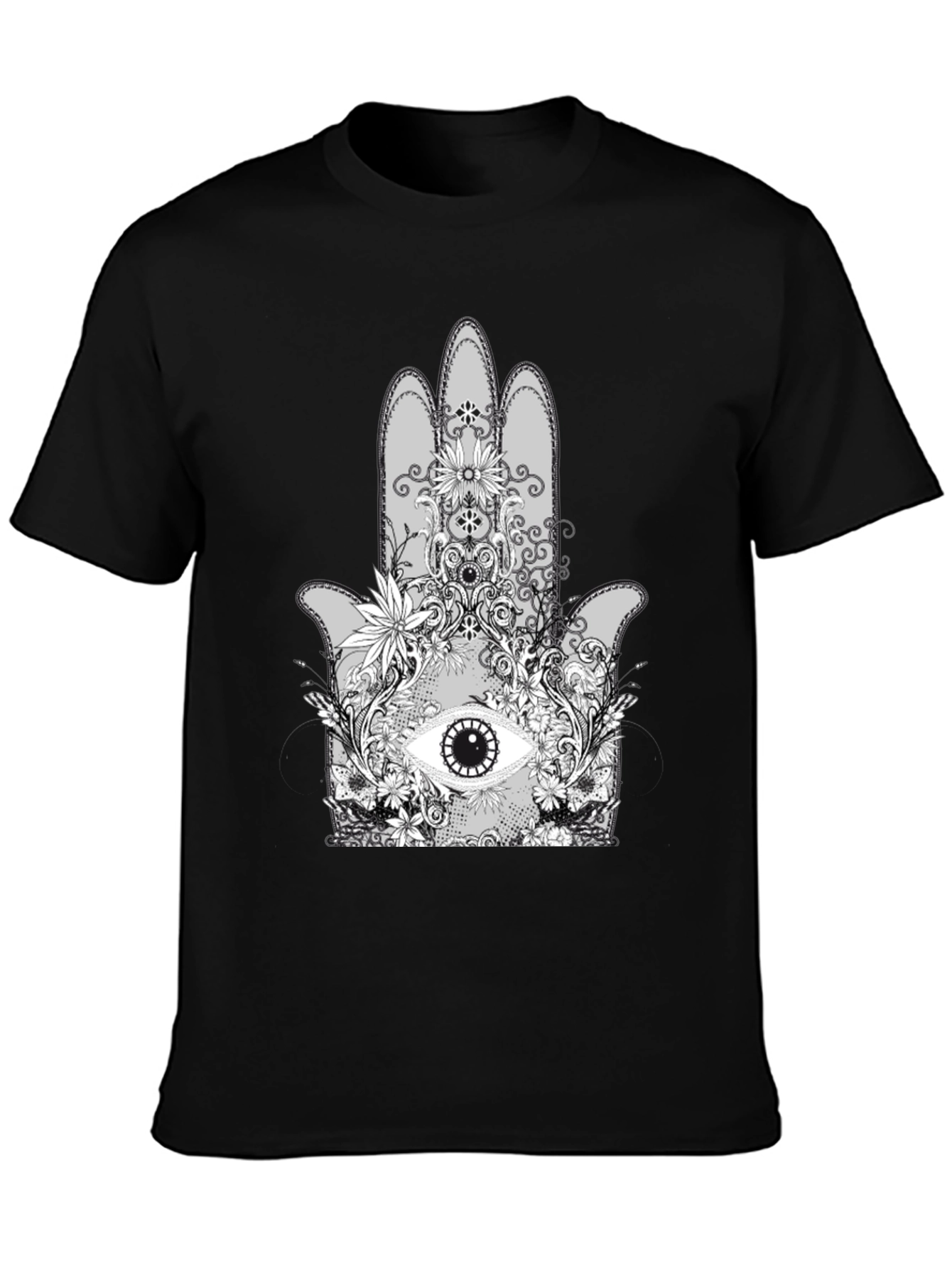 Hamsa Hand Graphic Tee - Unisex Black T-Shirt