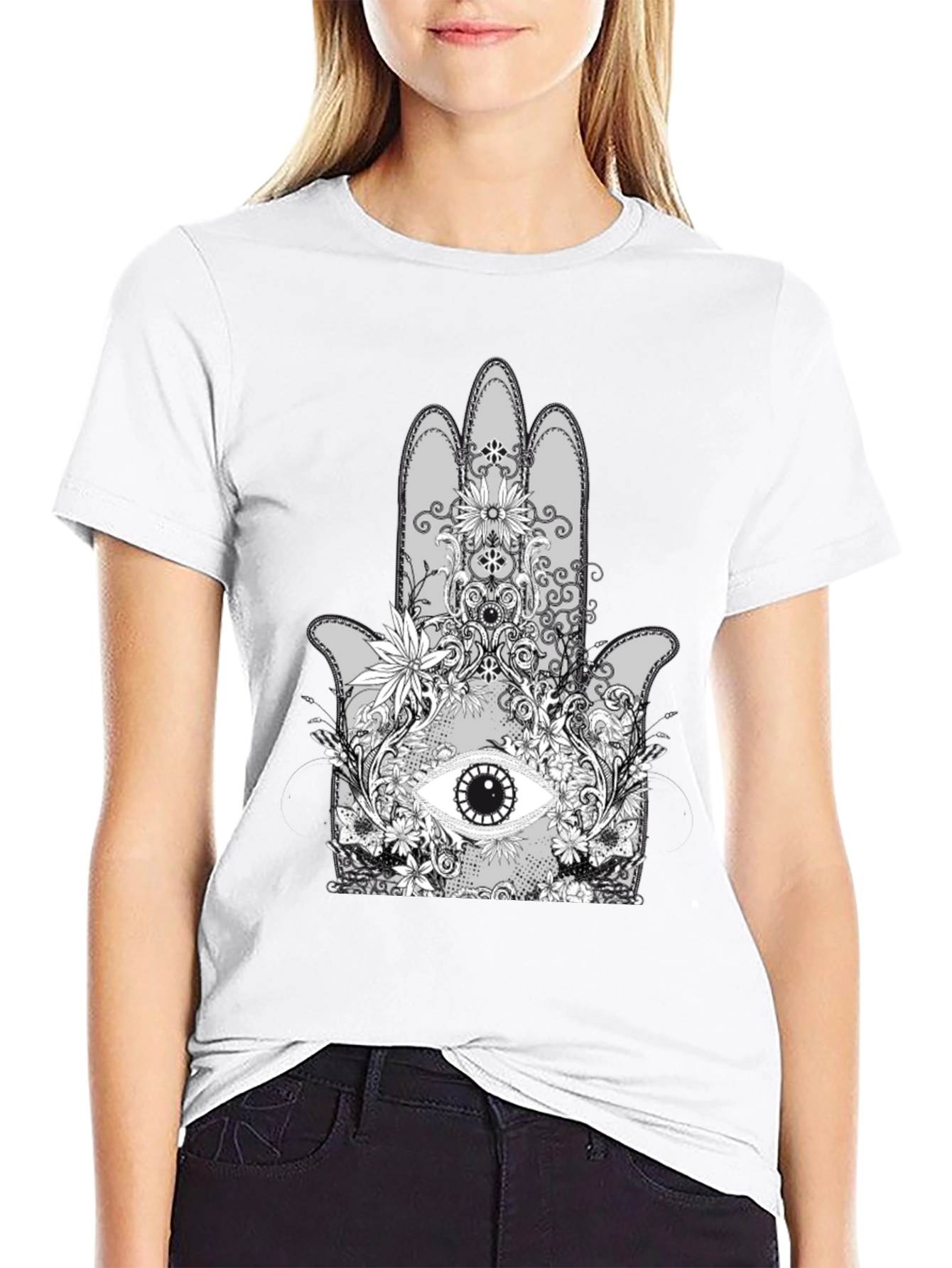 Hamsa Hand Graphic Tee - Unisex Black T-Shirt