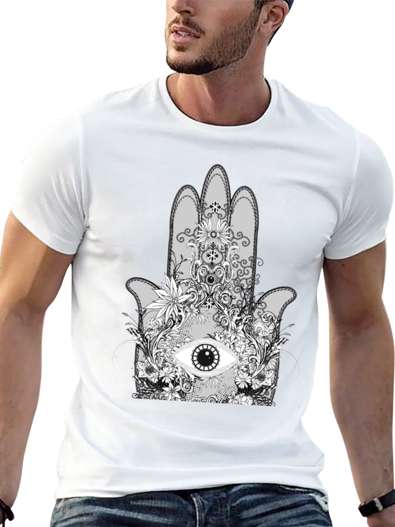 Hamsa Hand Graphic Tee - Unisex Black T-Shirt