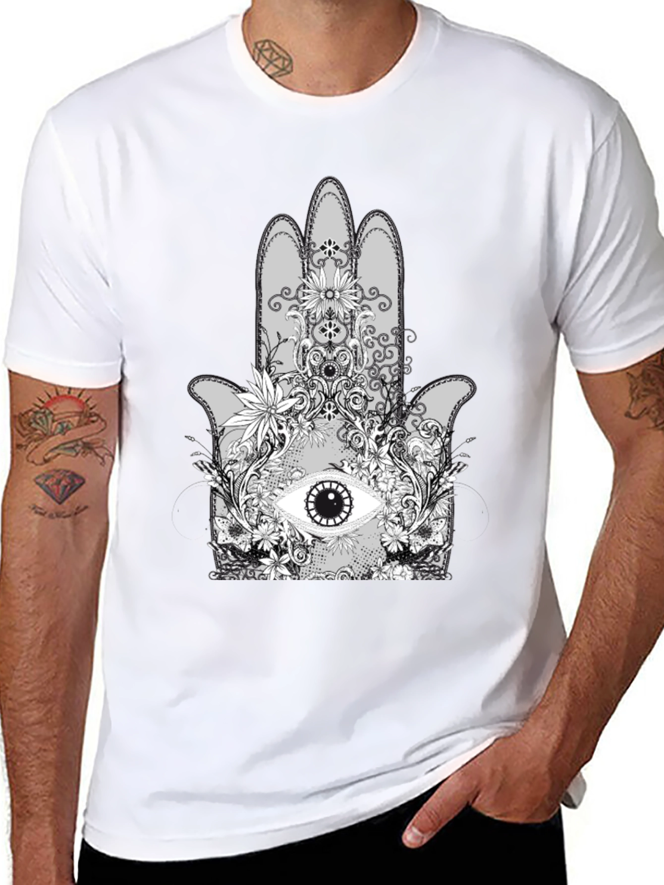 Hamsa Hand Graphic Tee - Unisex Black T-Shirt