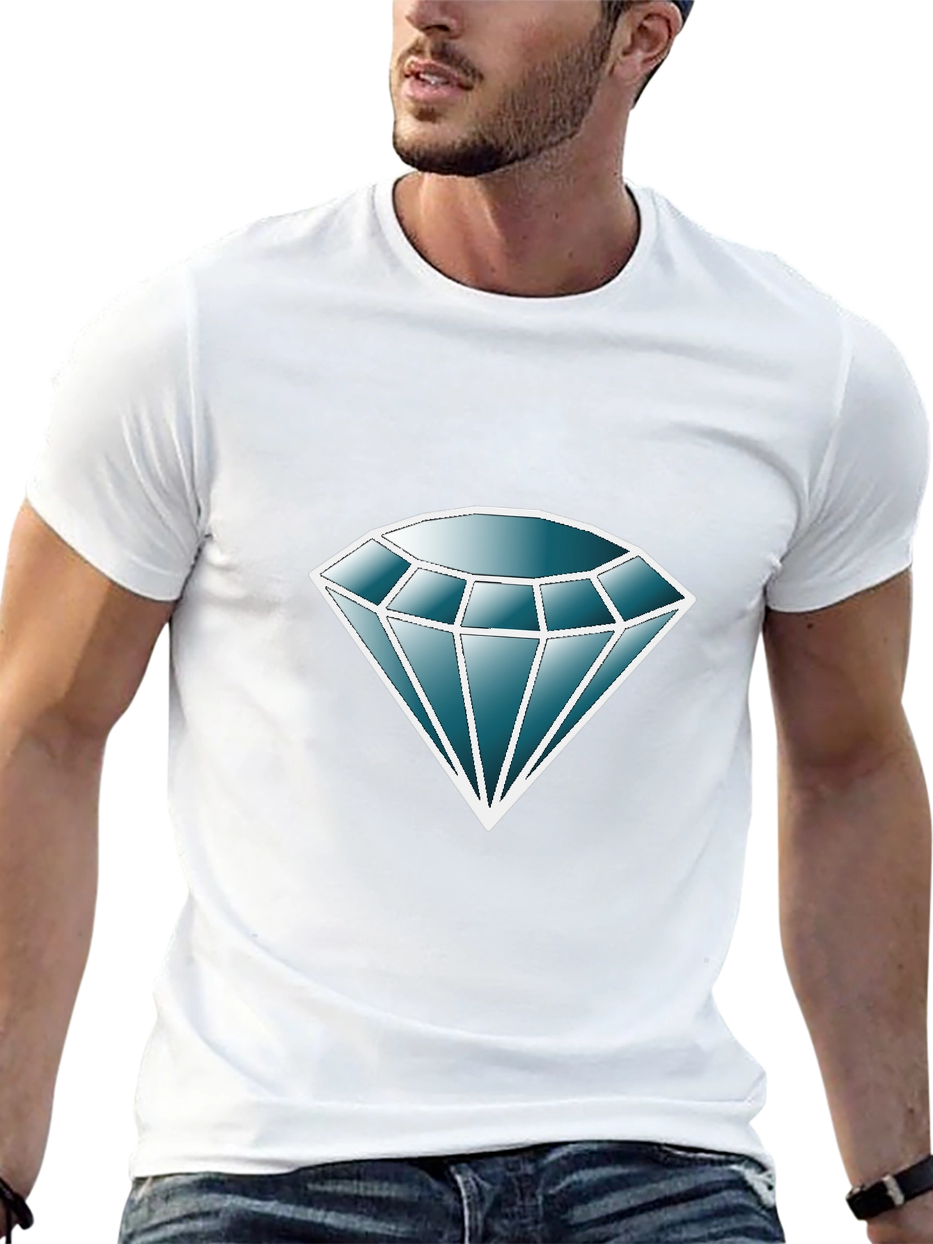 Diamond Graphic Print Black T-Shirt