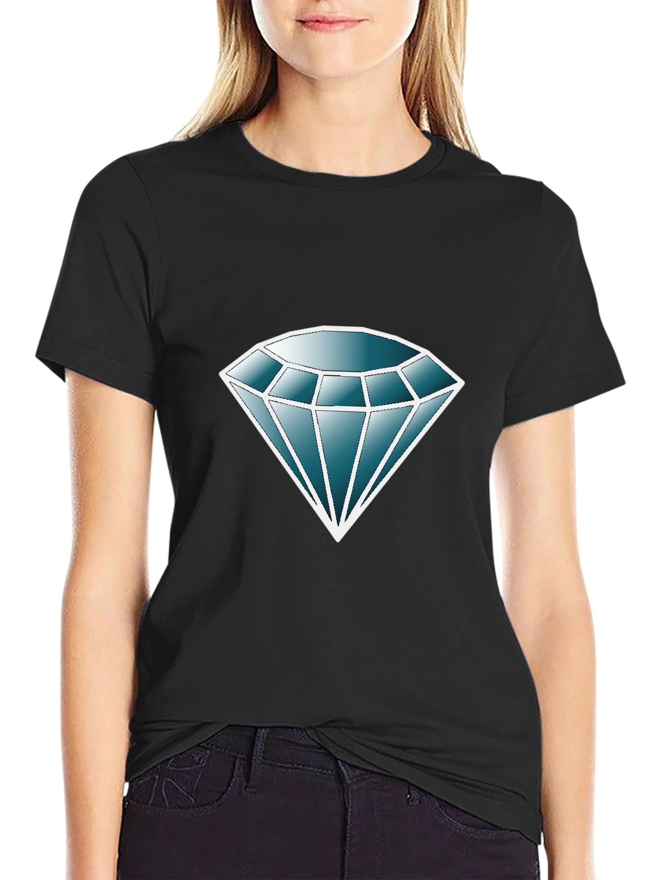 Diamond Graphic Print Black T-Shirt
