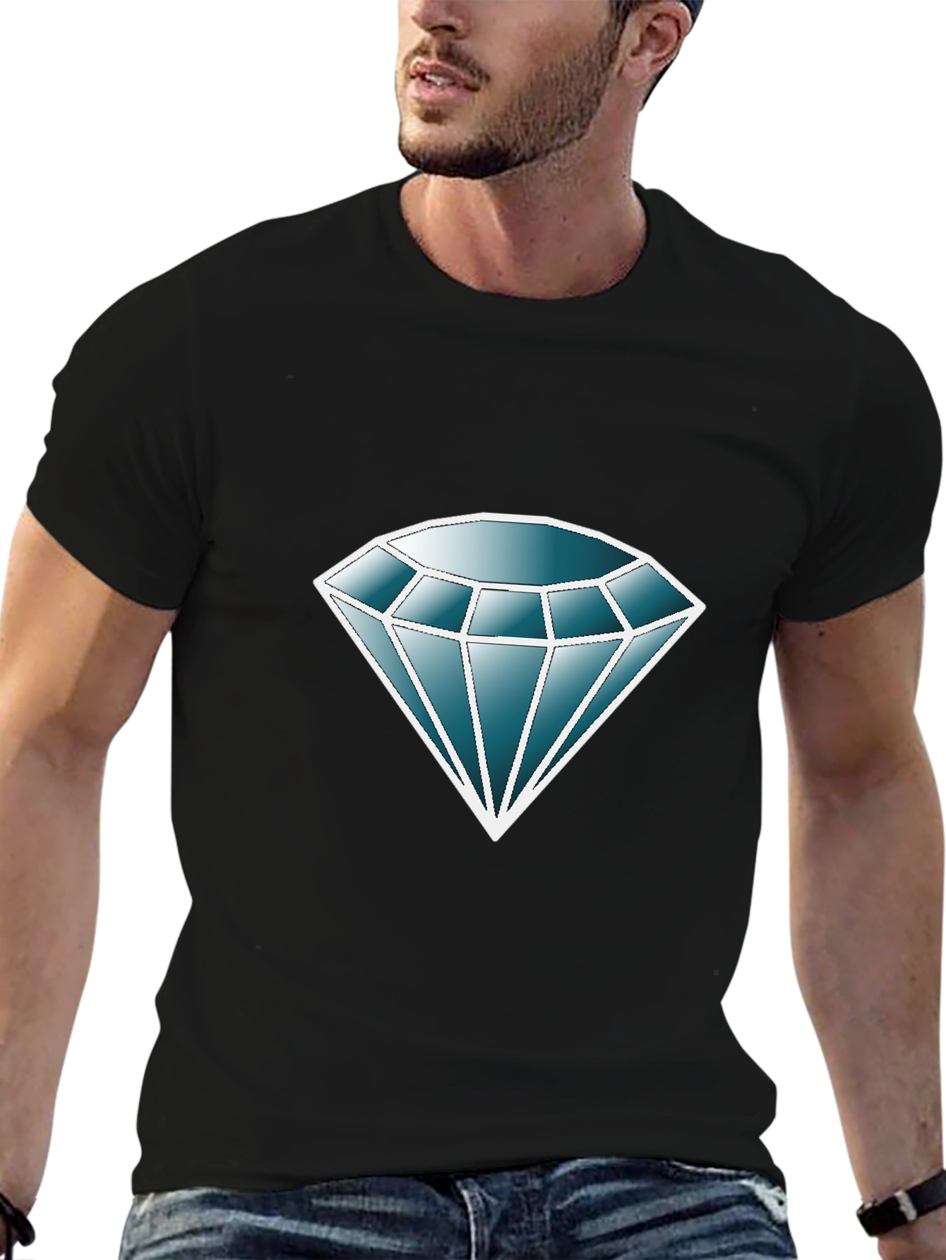 Diamond Graphic Print Black T-Shirt