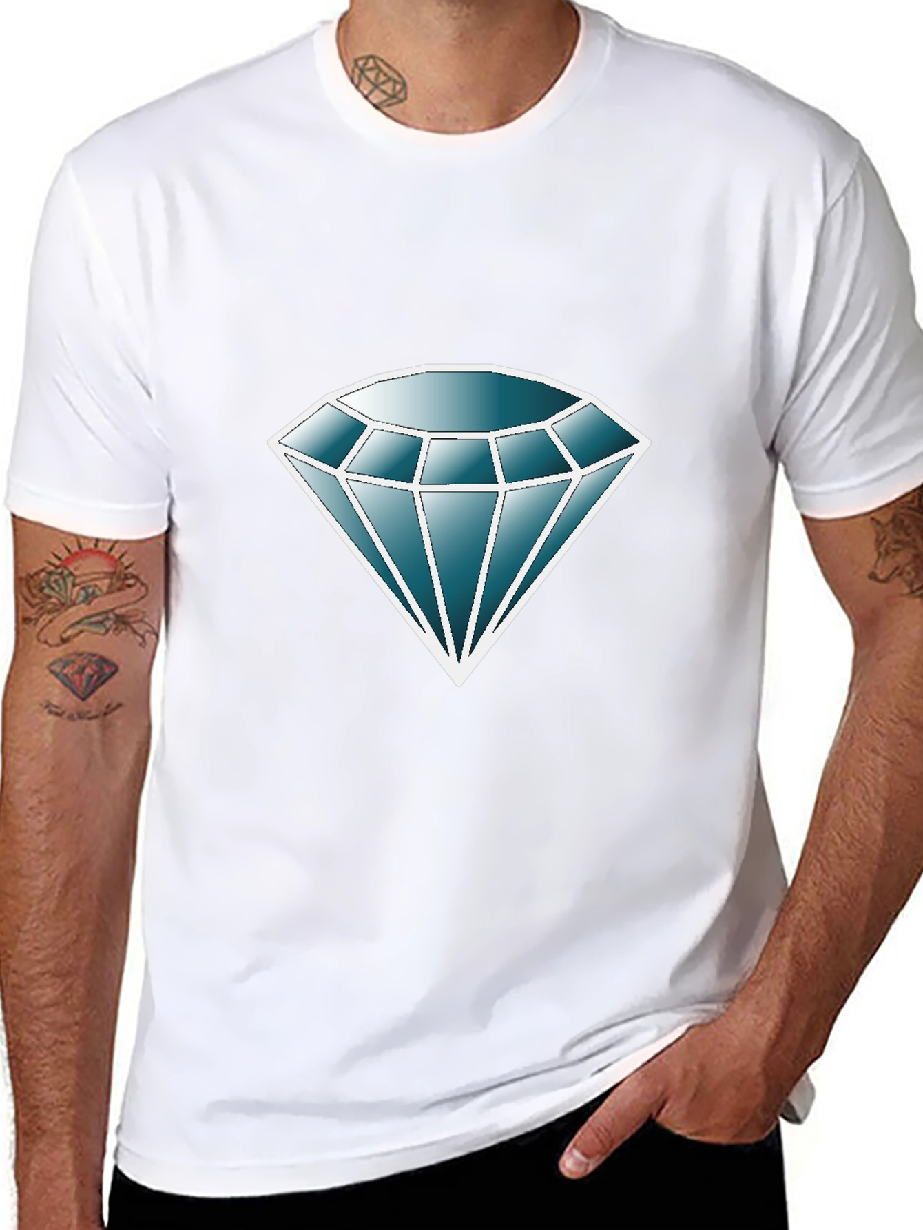 Diamond Graphic Print Black T-Shirt