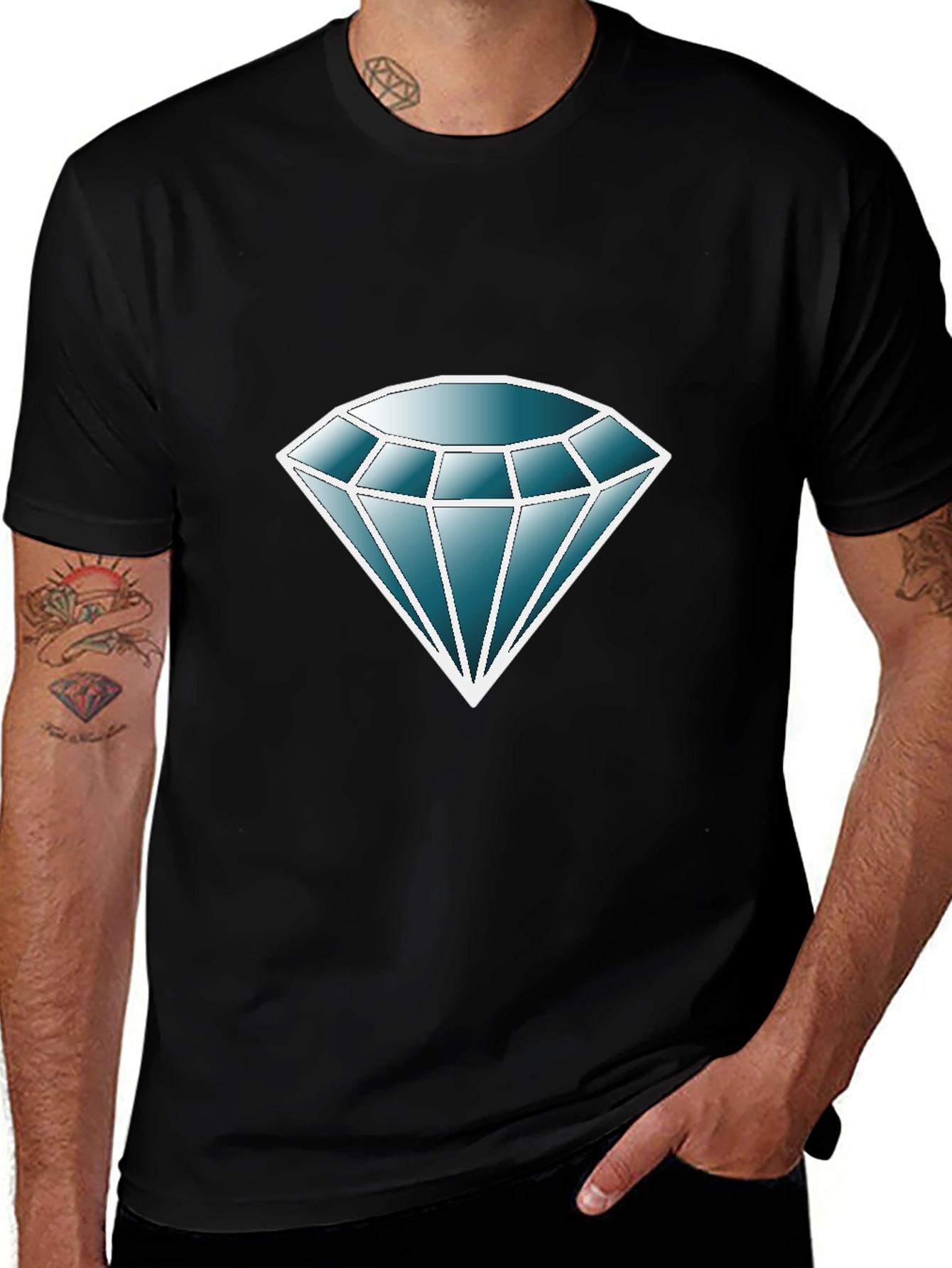 Diamond Graphic Print Black T-Shirt