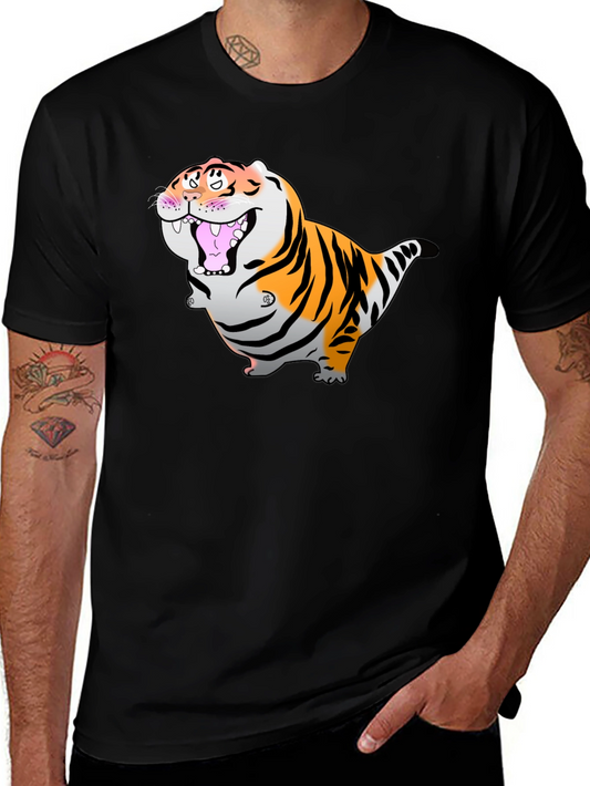 Cartoon Tiger Graphic Black T-Shirt