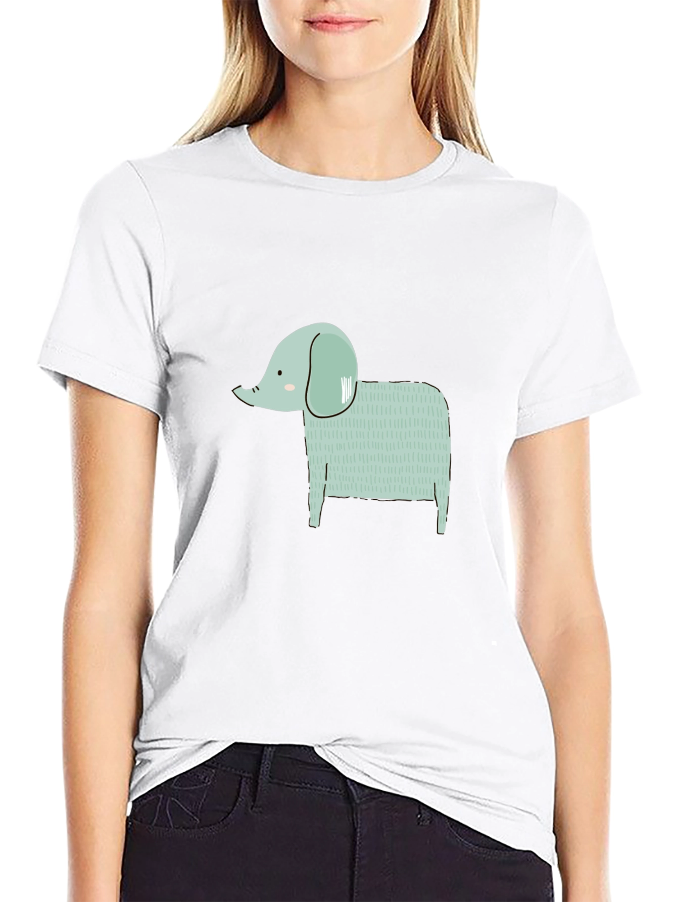Cute Elephant Graphic Black T-Shirt