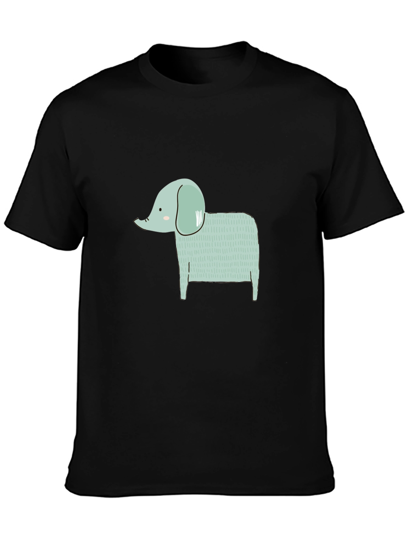 Cute Elephant Graphic Black T-Shirt