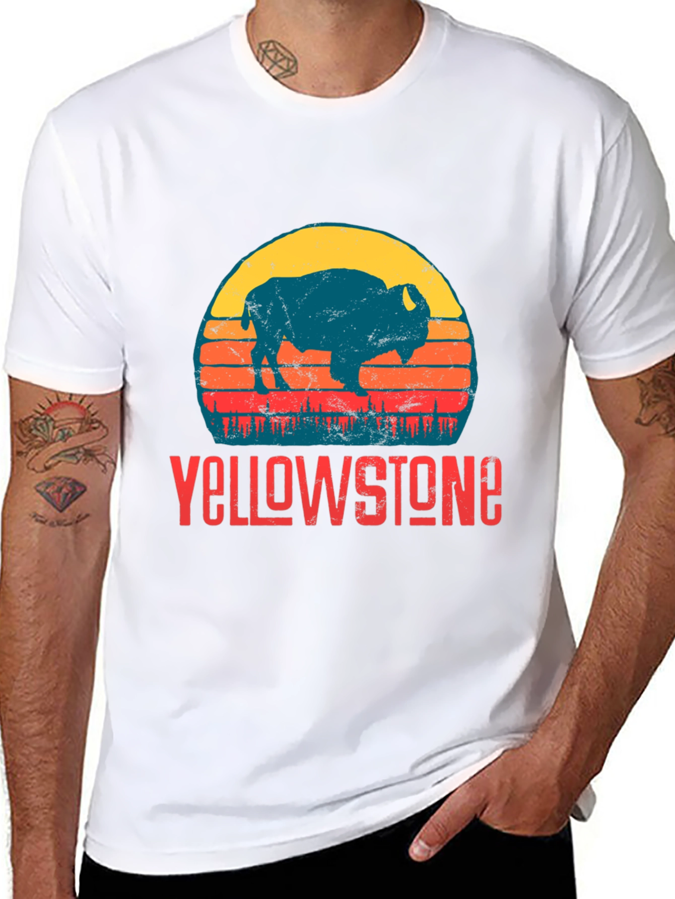 Yellowstone Bison Graphic Tee - Retro Style