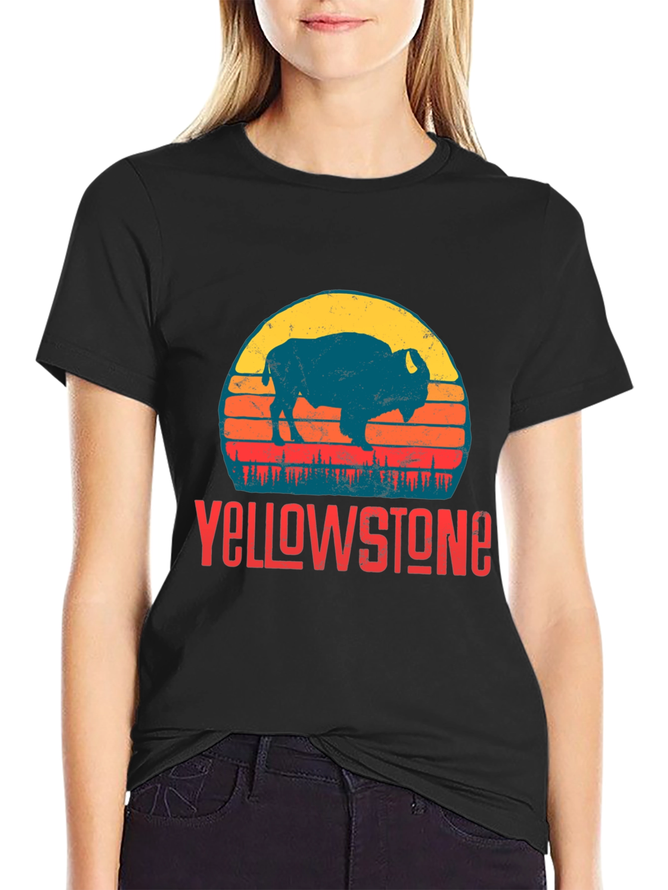 Yellowstone Bison Graphic Tee - Retro Style