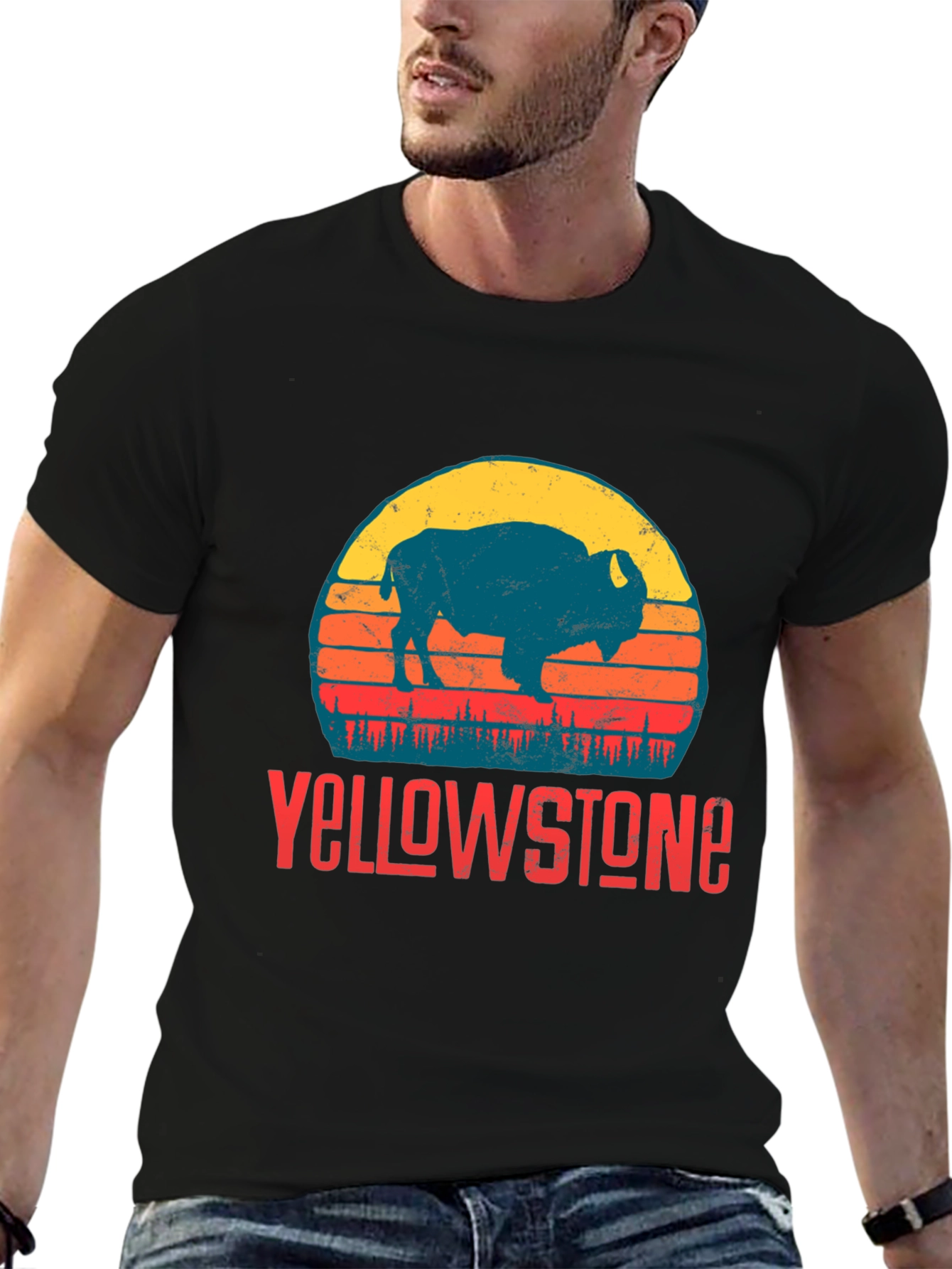 Yellowstone Bison Graphic Tee - Retro Style