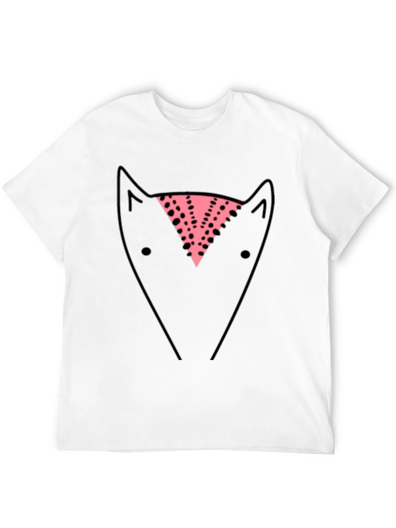Abstract Fox Graphic Tee - Black Cotton Casual T-Shirt