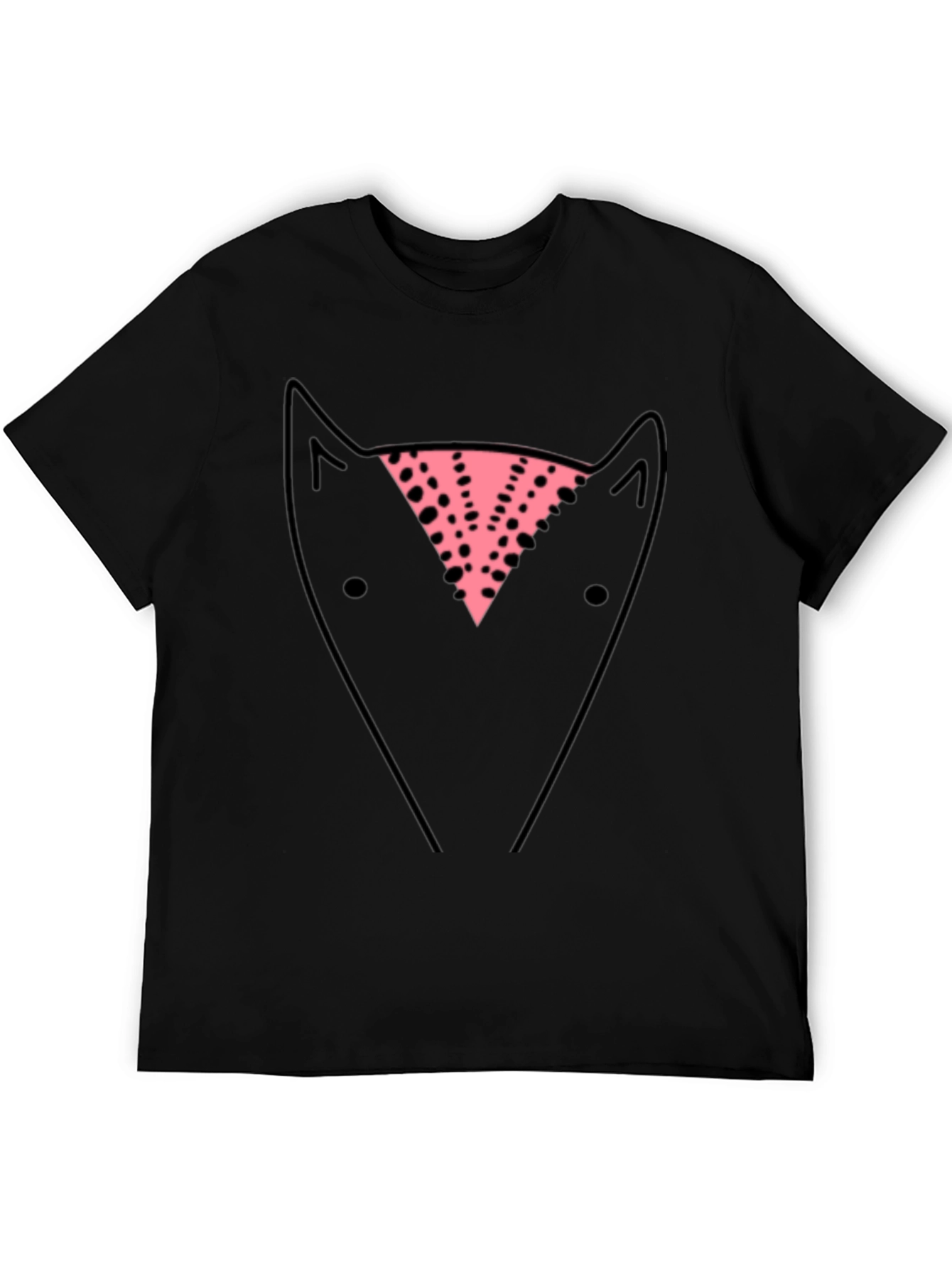 Abstract Fox Graphic Tee - Black Cotton Casual T-Shirt