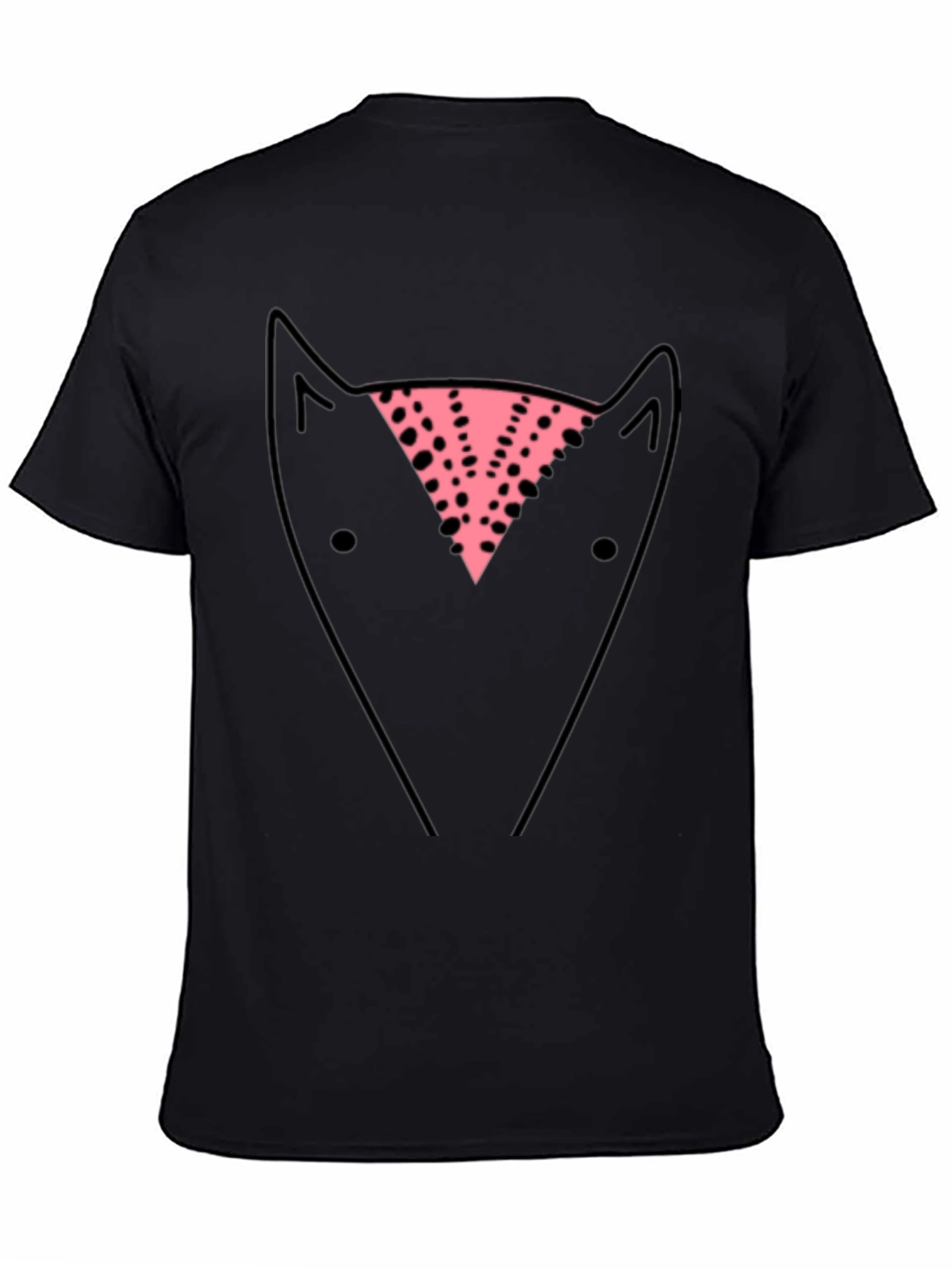 Abstract Fox Graphic Tee - Black Cotton Casual T-Shirt