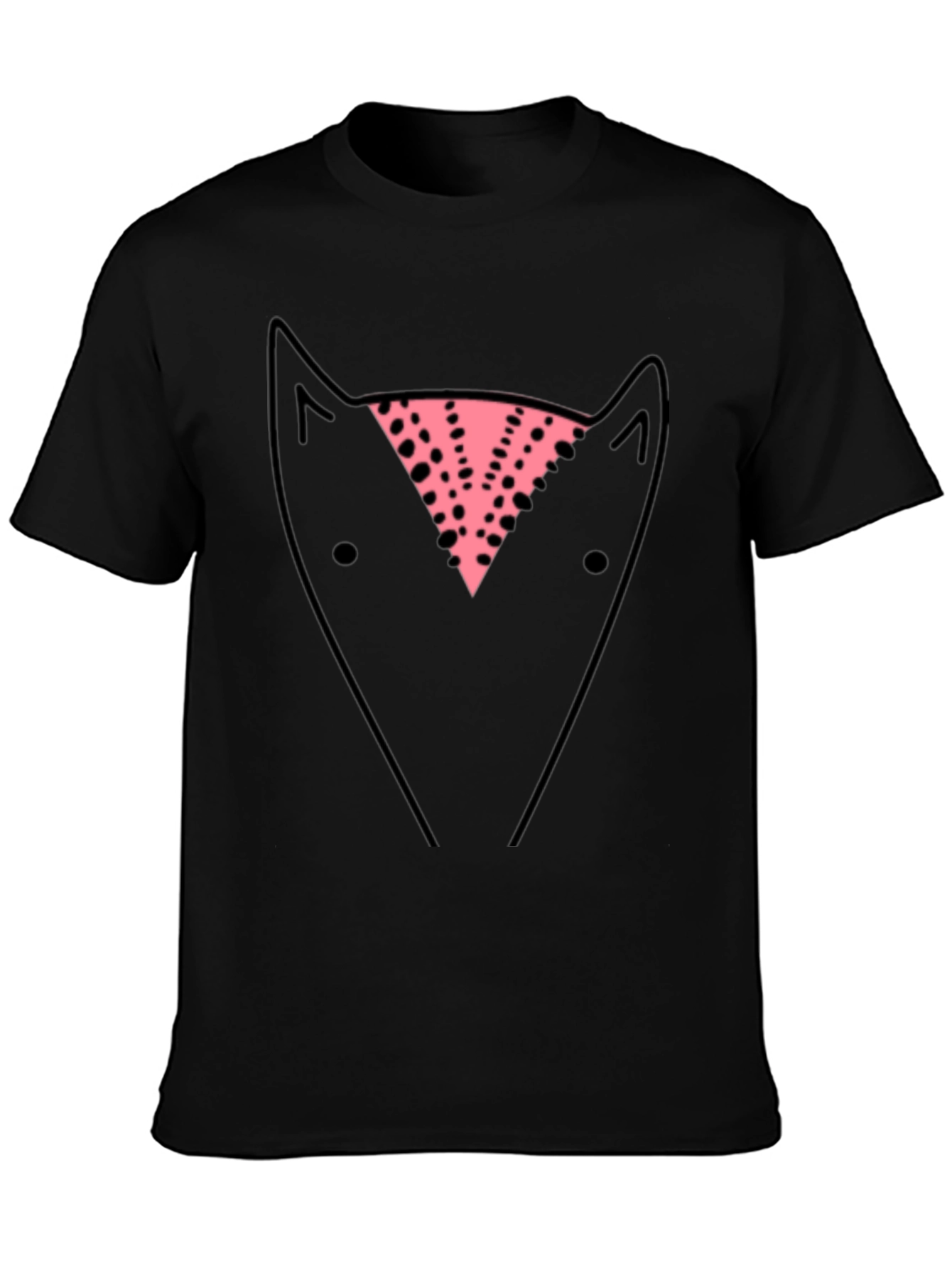 Abstract Fox Graphic Tee - Black Cotton Casual T-Shirt