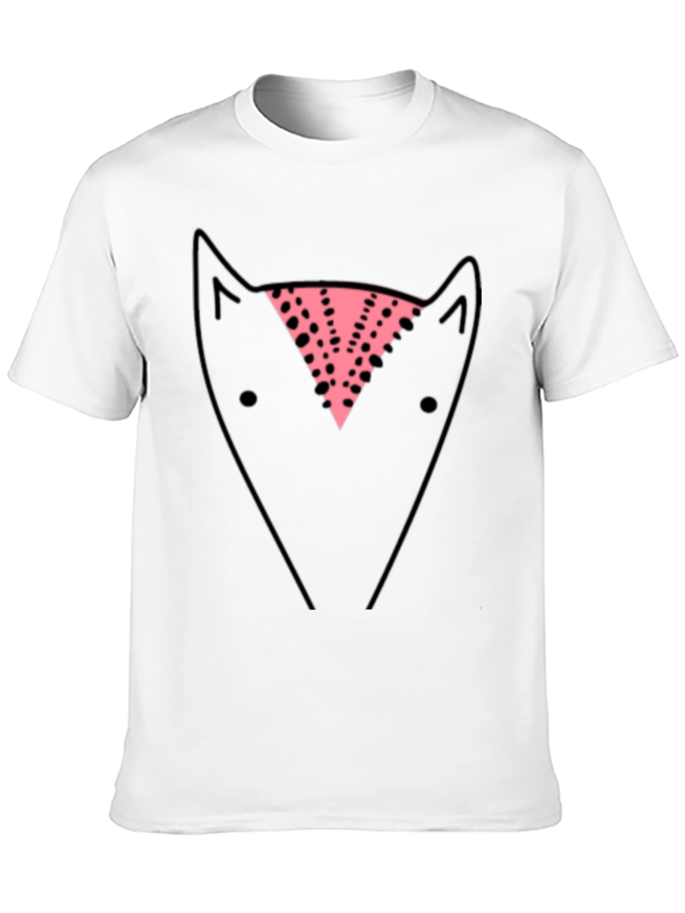 Abstract Fox Graphic Tee - Black Cotton Casual T-Shirt