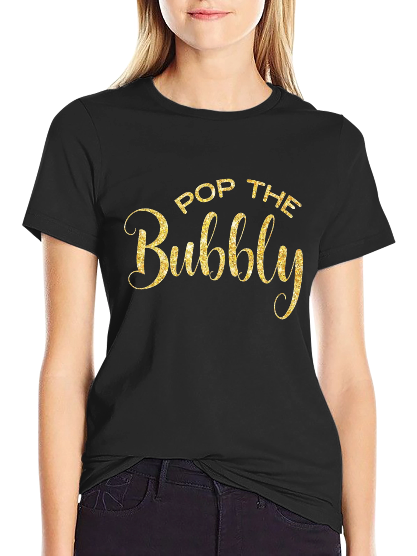 Pop The Bubbly Black Graphic Tee
