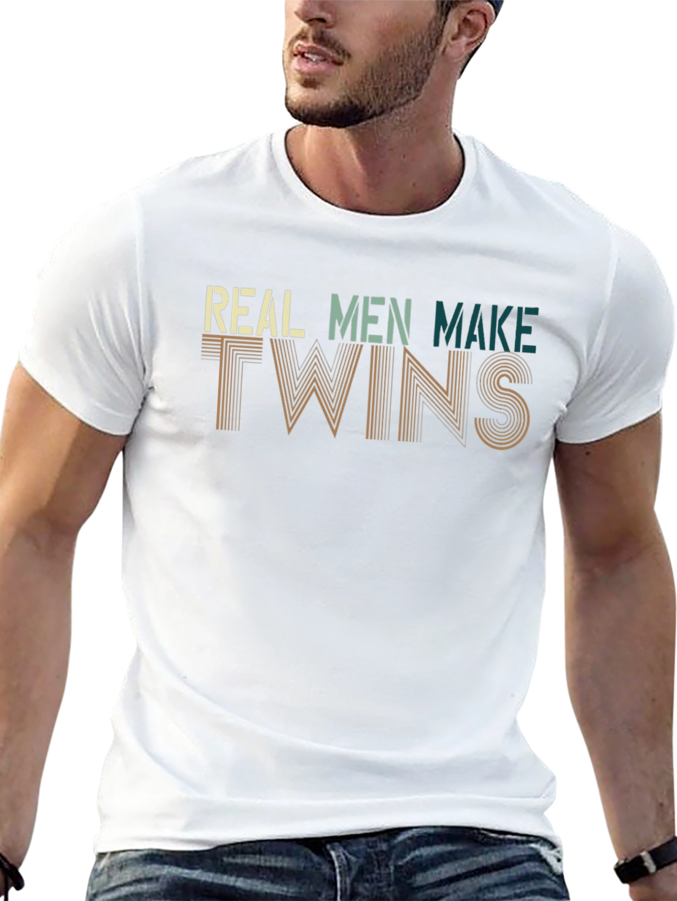Real Men Make Twins Black Graphic T-Shirt