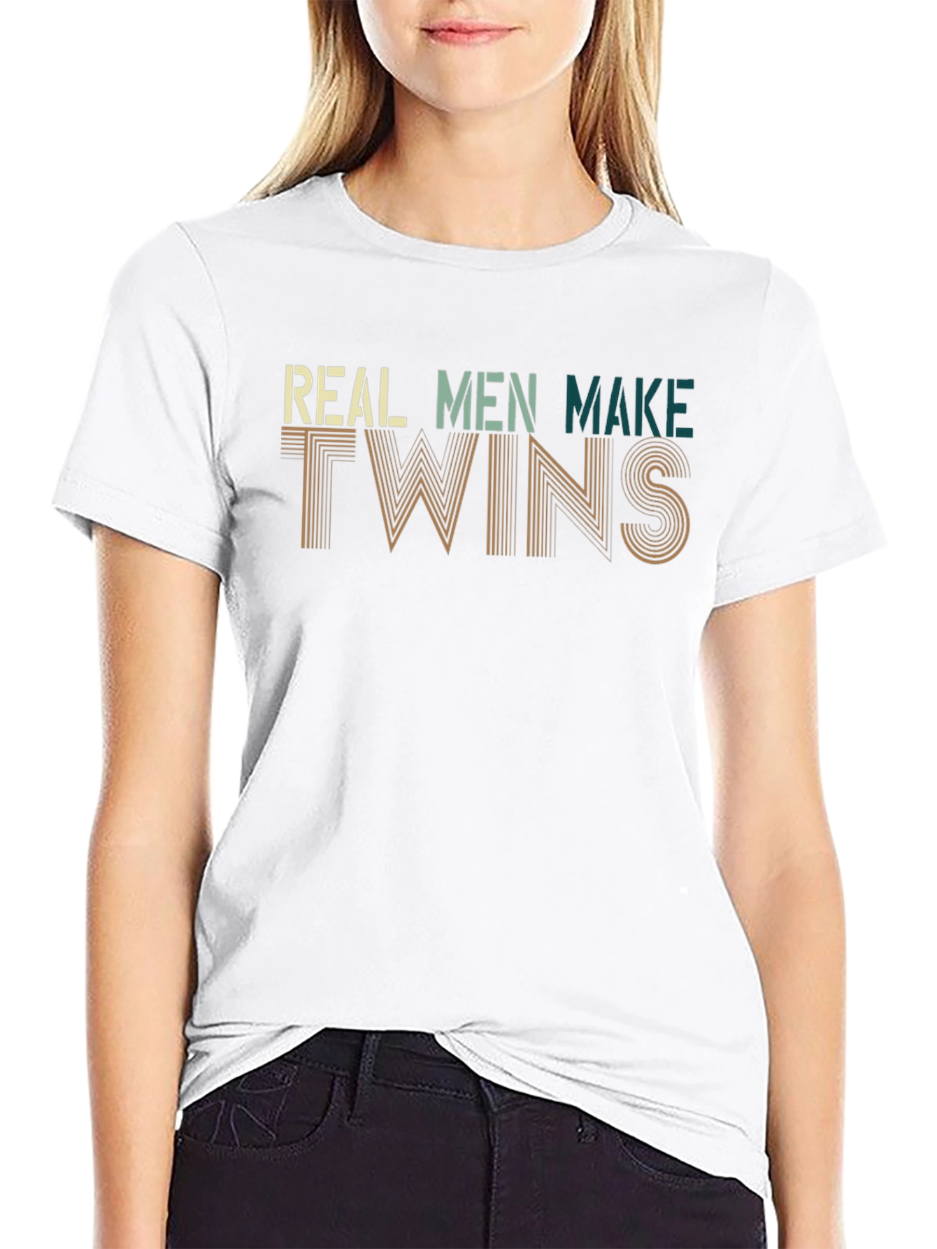 Real Men Make Twins Black Graphic T-Shirt