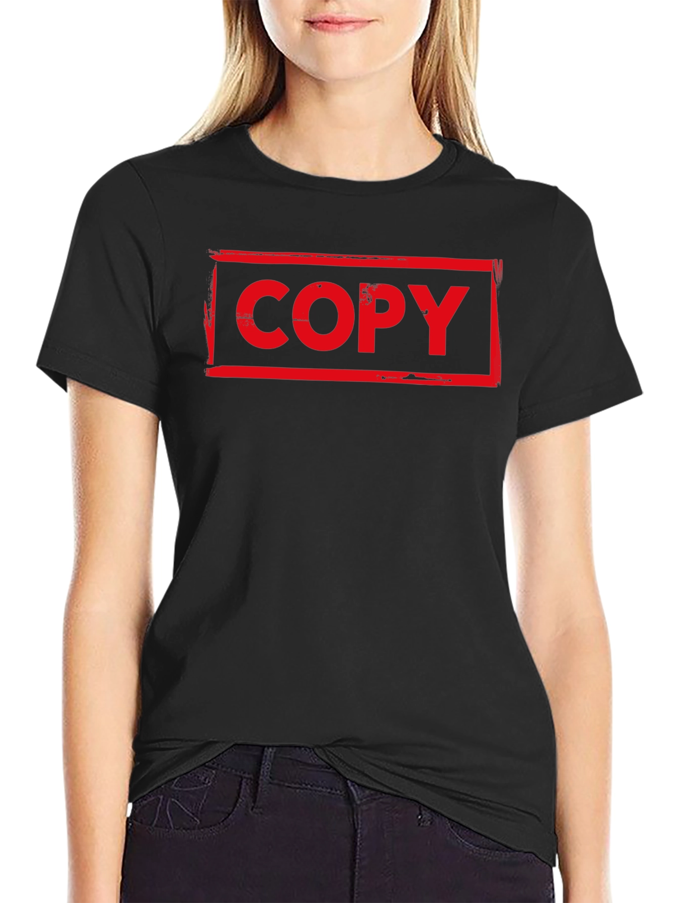 Red COPY Graphic Print Black T-Shirt