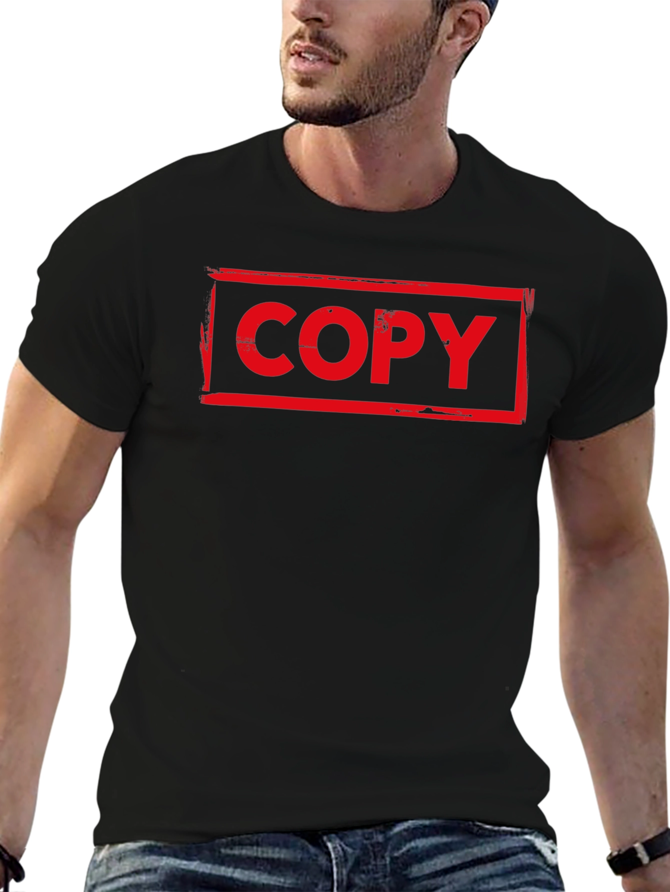 Red COPY Graphic Print Black T-Shirt