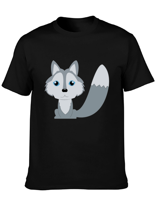 Cute Cartoon Wolf T-Shirt - Unisex Black Tee