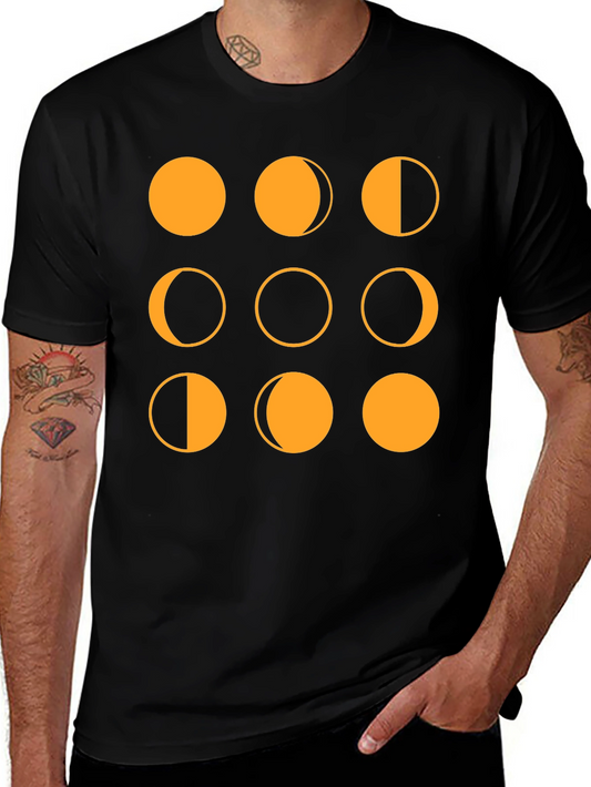 Moon Phases Graphic Tee - Black Cotton T-Shirt