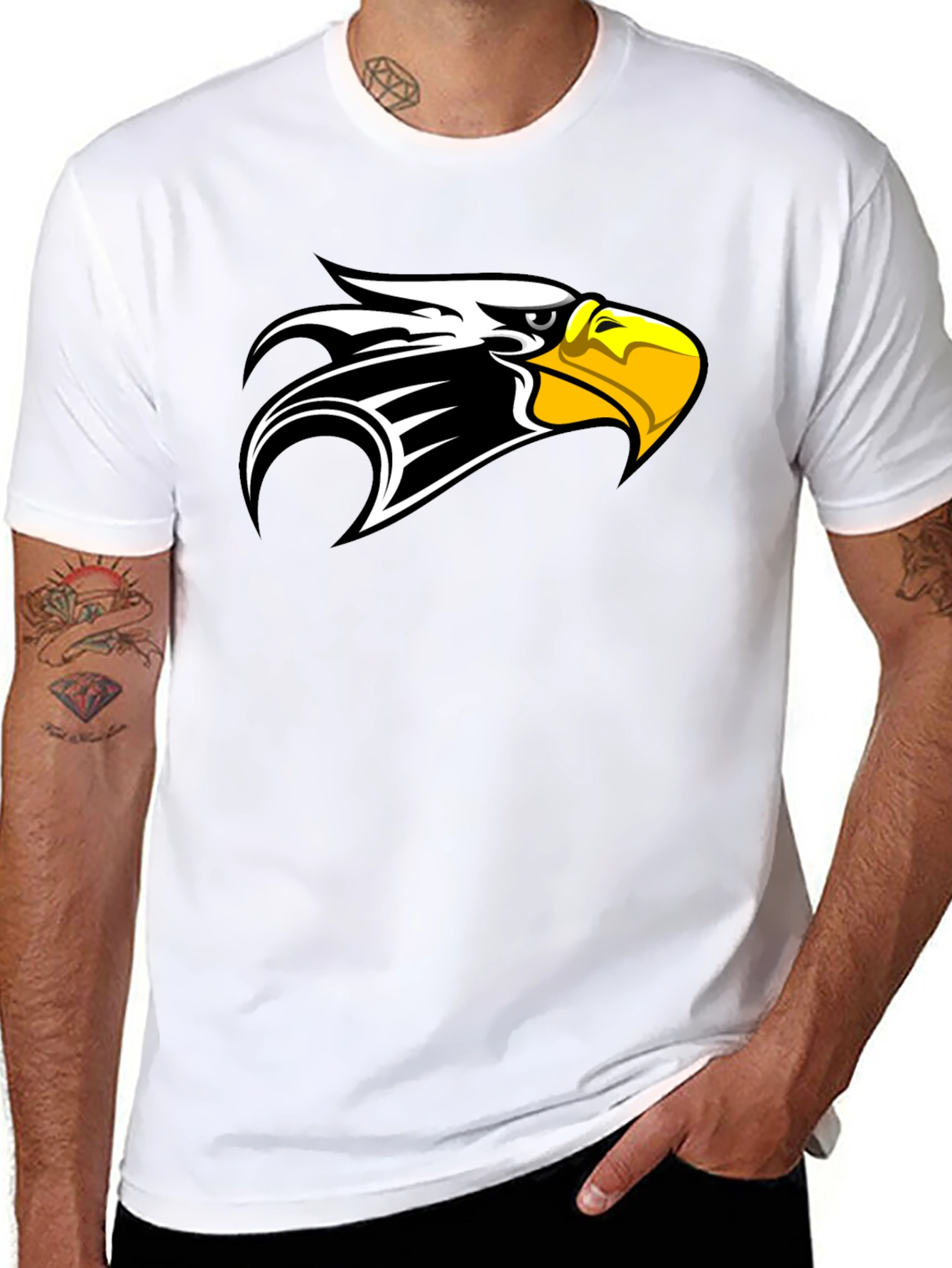 Black T-Shirt with Eagle Head Design