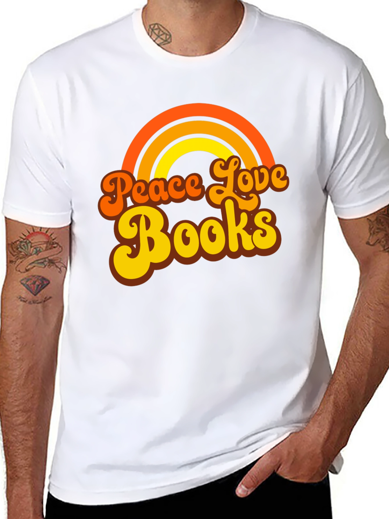 Peace Love Books Graphic T-Shirt - Retro Style