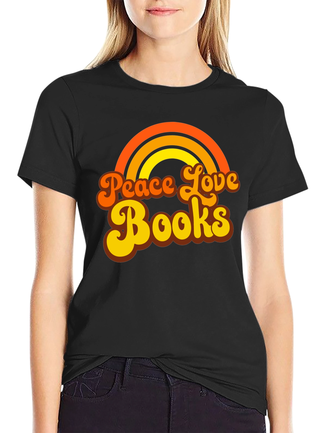 Peace Love Books Graphic T-Shirt - Retro Style