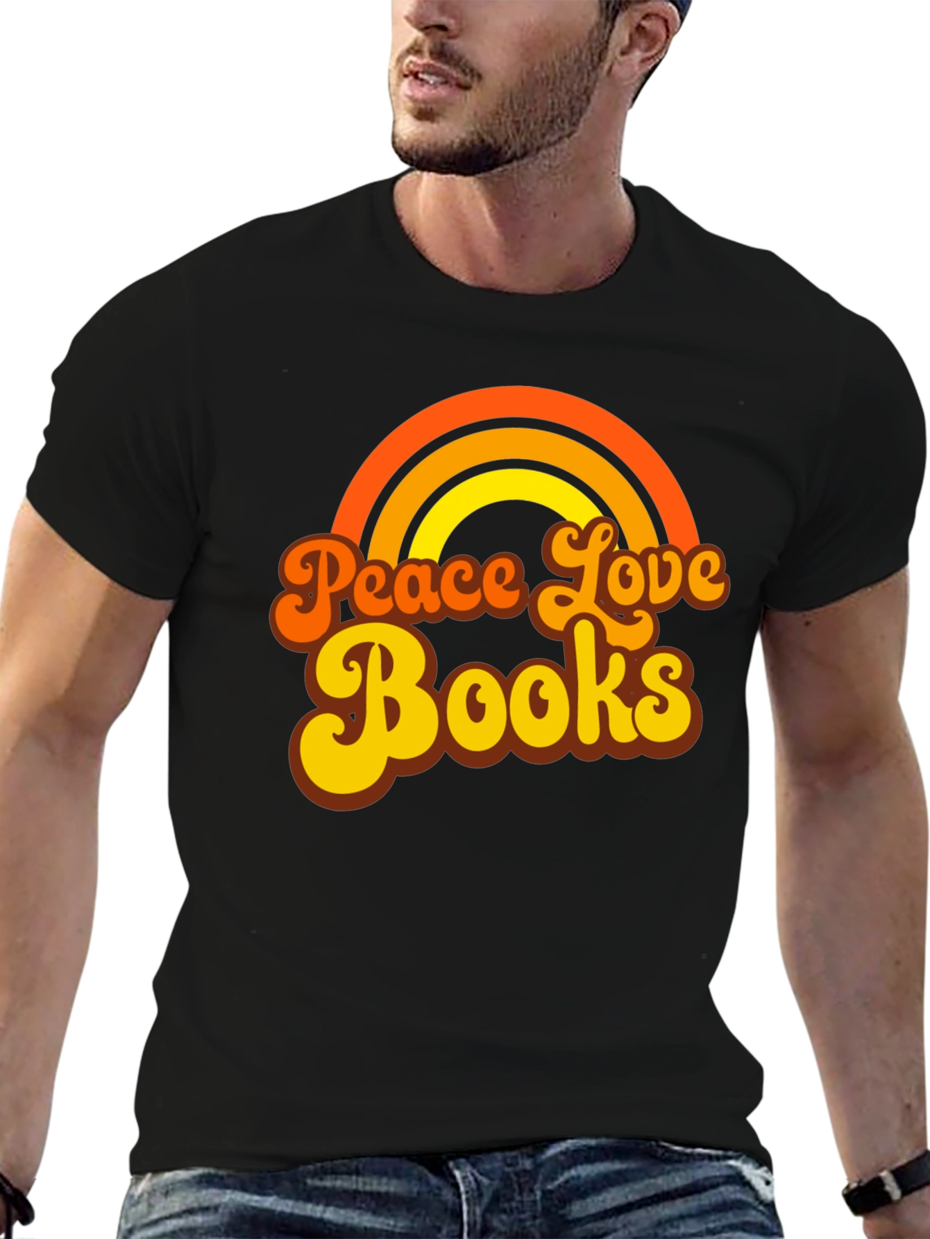 Peace Love Books Graphic T-Shirt - Retro Style