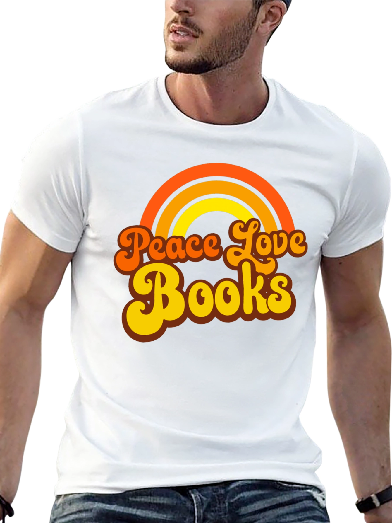 Peace Love Books Graphic T-Shirt - Retro Style