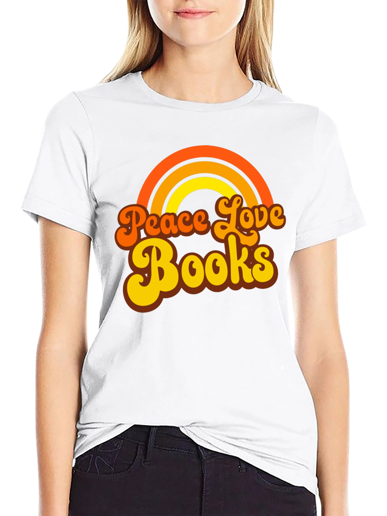 Peace Love Books Graphic T-Shirt - Retro Style