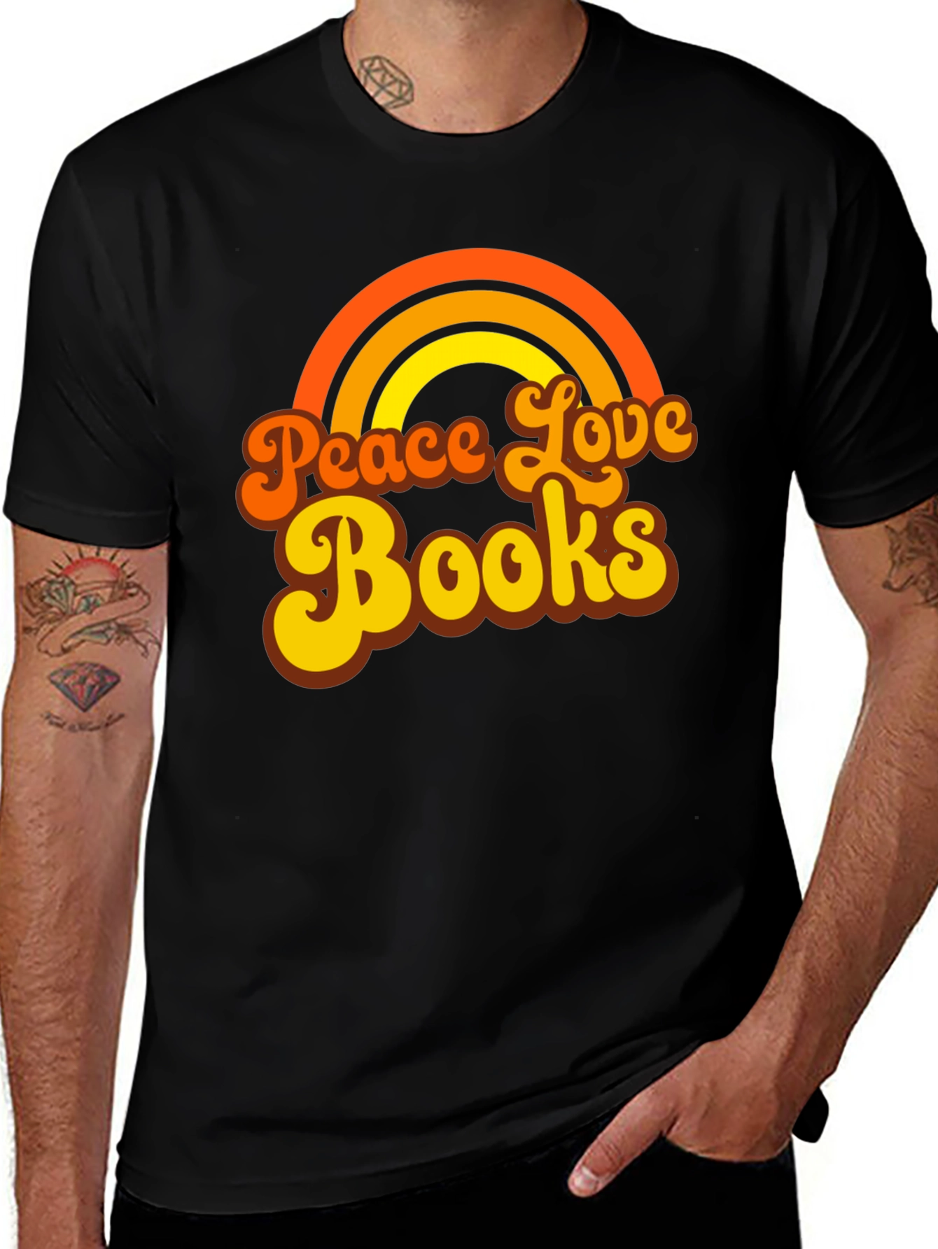 Peace Love Books Graphic T-Shirt - Retro Style