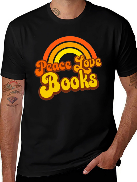 Peace Love Books Graphic T-Shirt - Retro Style