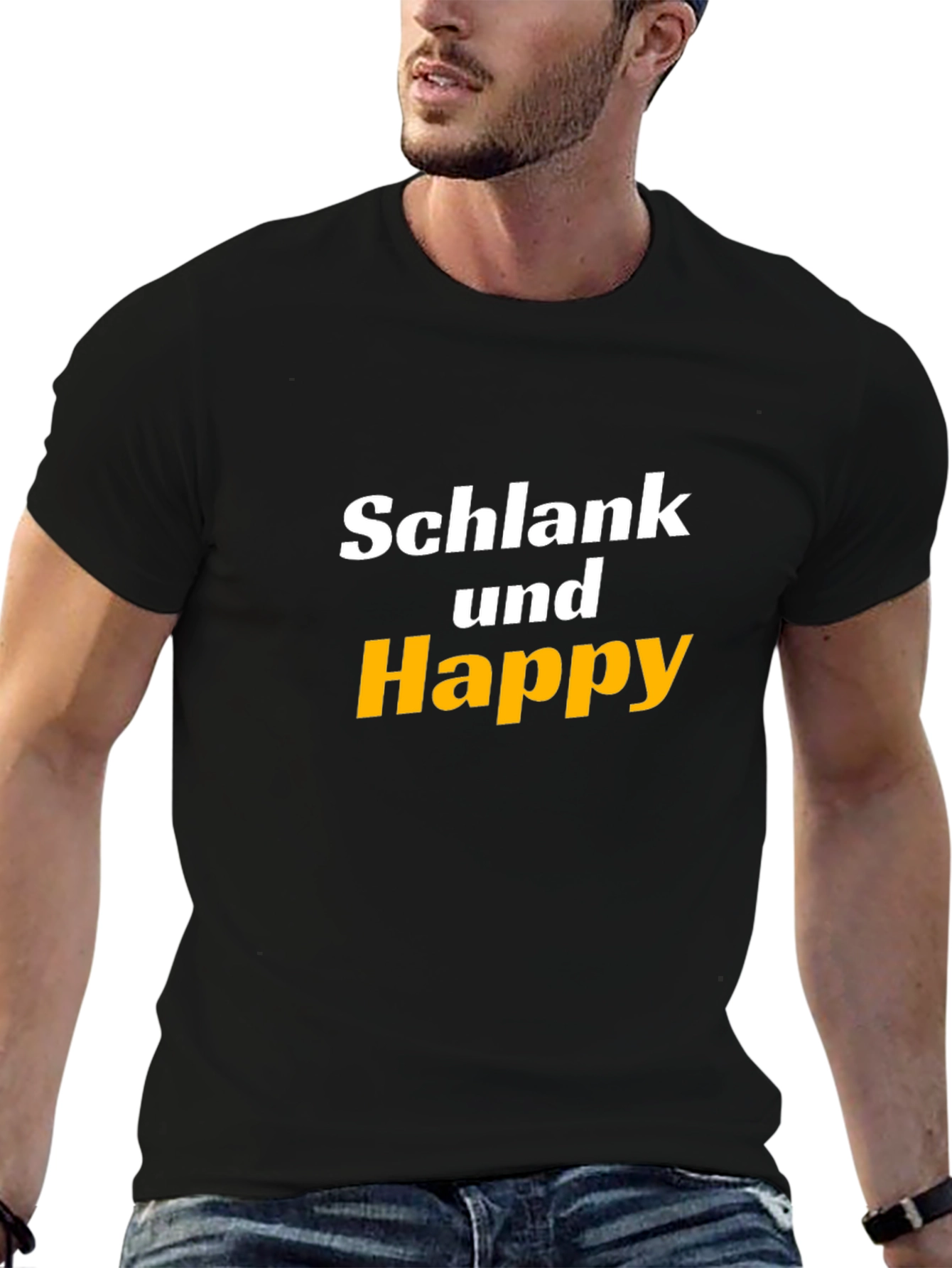Schlank und Happy Black T-Shirt