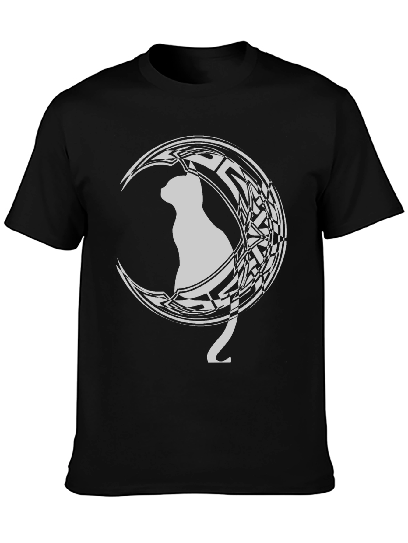 Cat on Crescent Moon Graphic T-Shirt