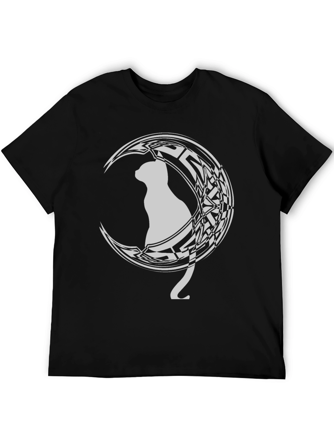 Cat on Crescent Moon Graphic T-Shirt
