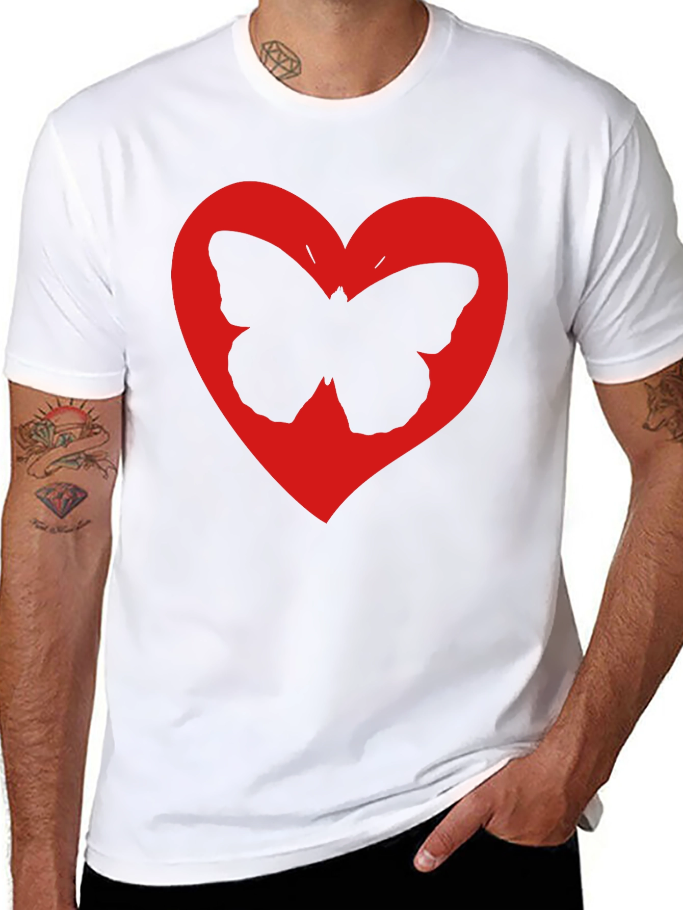 Butterfly Heart Graphic Black T-Shirt
