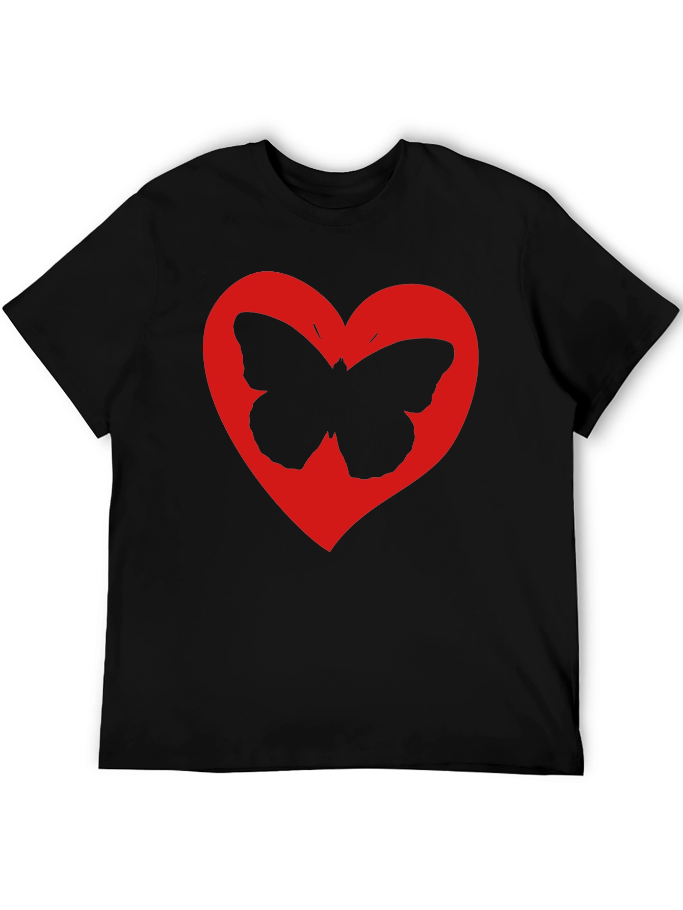Butterfly Heart Graphic Black T-Shirt
