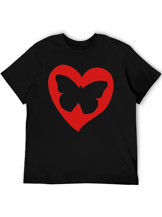 Butterfly Heart Graphic Black T-Shirt