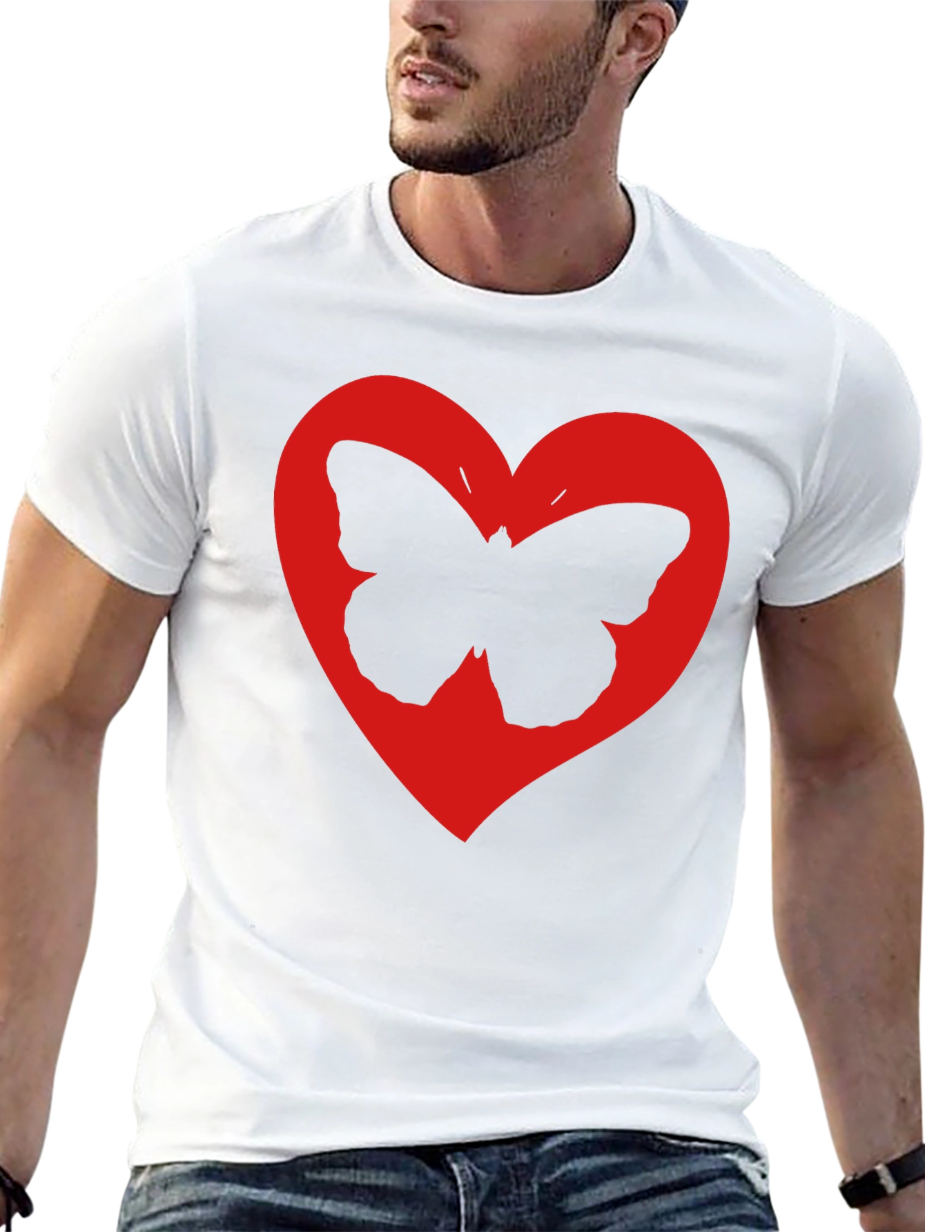 Butterfly Heart Graphic Black T-Shirt