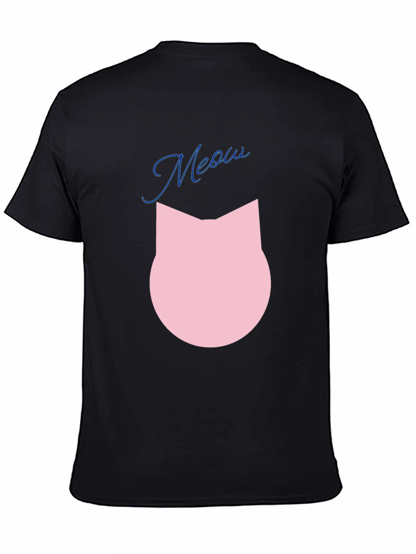 Meow Cat Graphic Tee - Black Cotton Blend