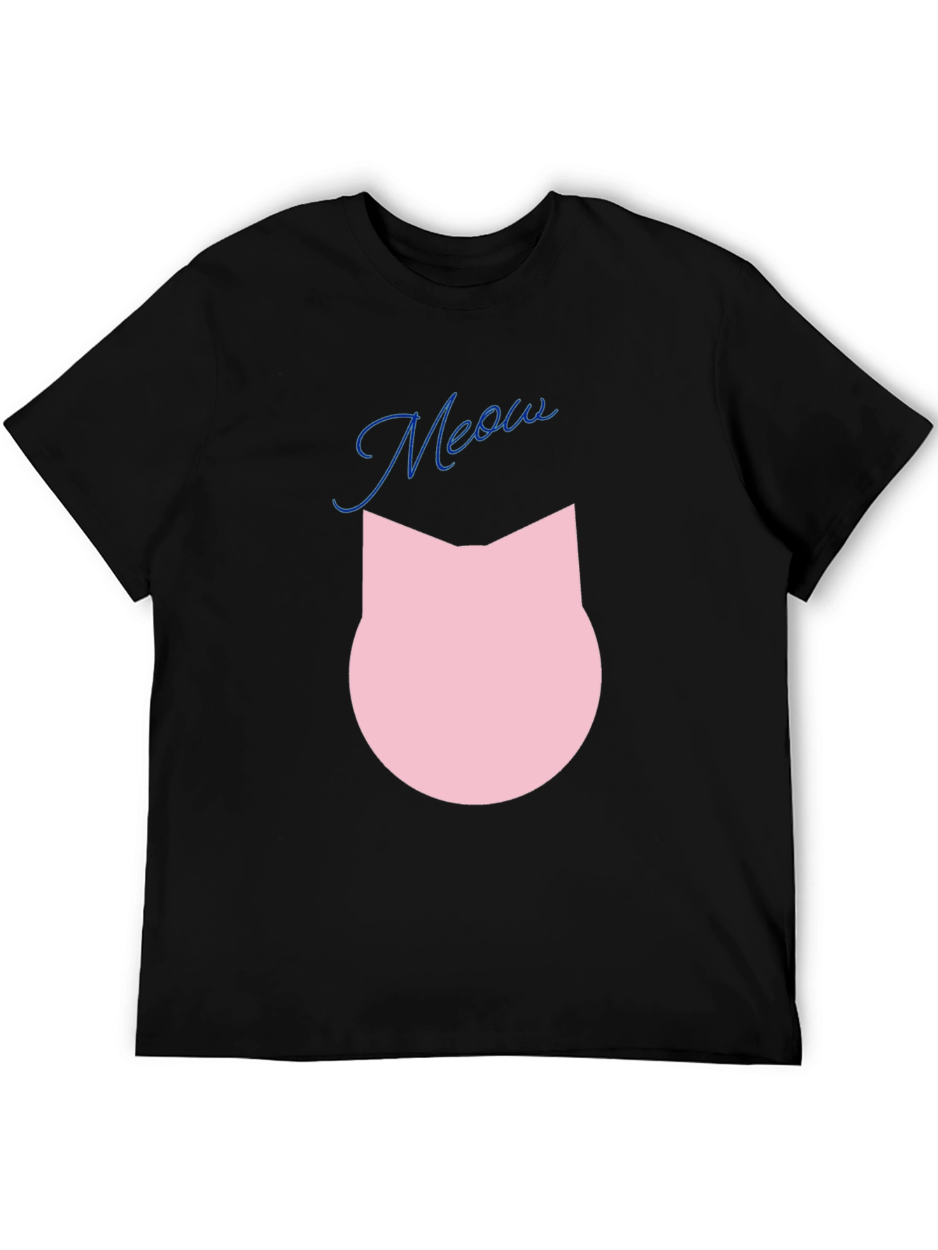 Meow Cat Graphic Tee - Black Cotton Blend