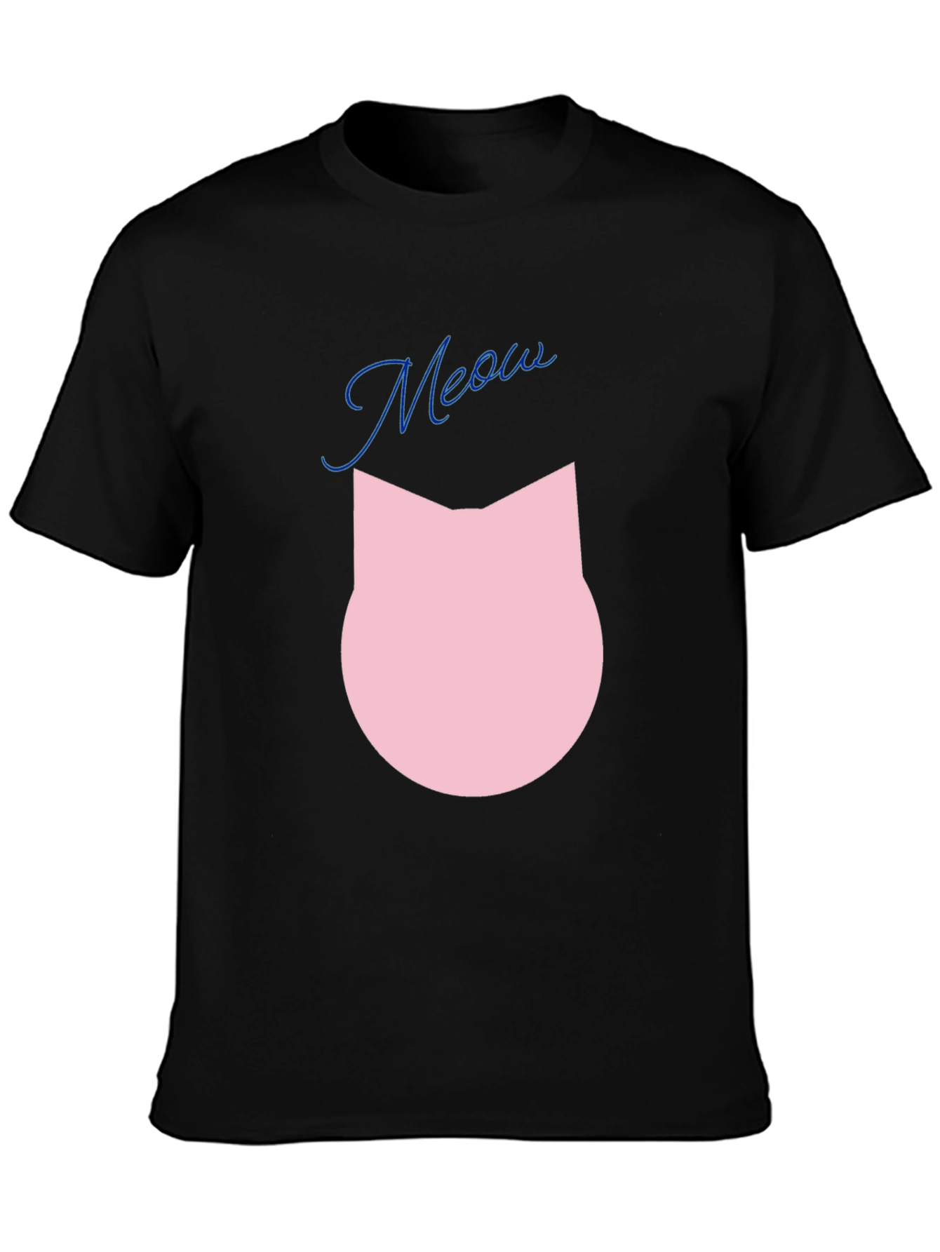 Meow Cat Graphic Tee - Black Cotton Blend