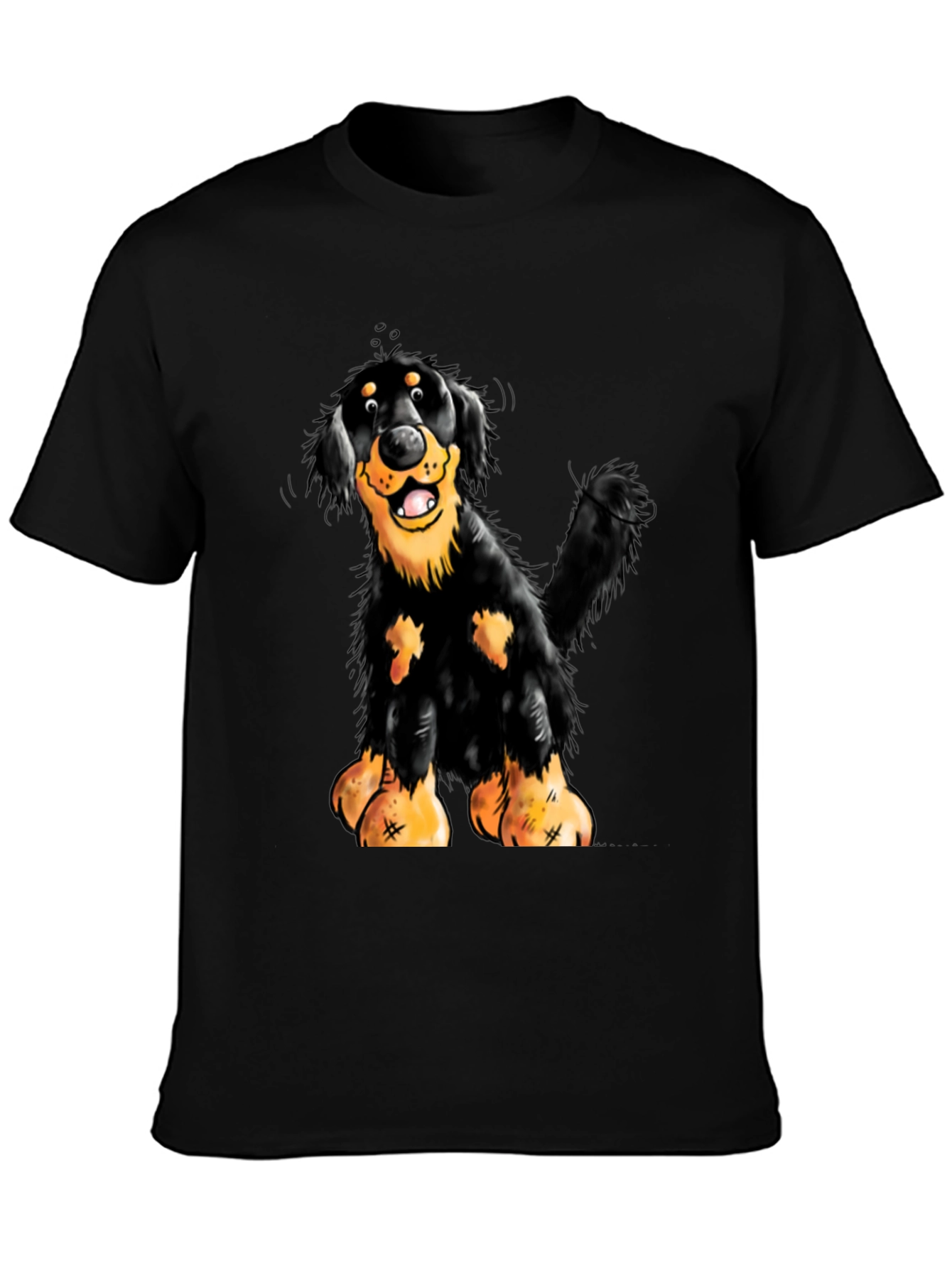 Cartoon Dog Graphic Black T-Shirt