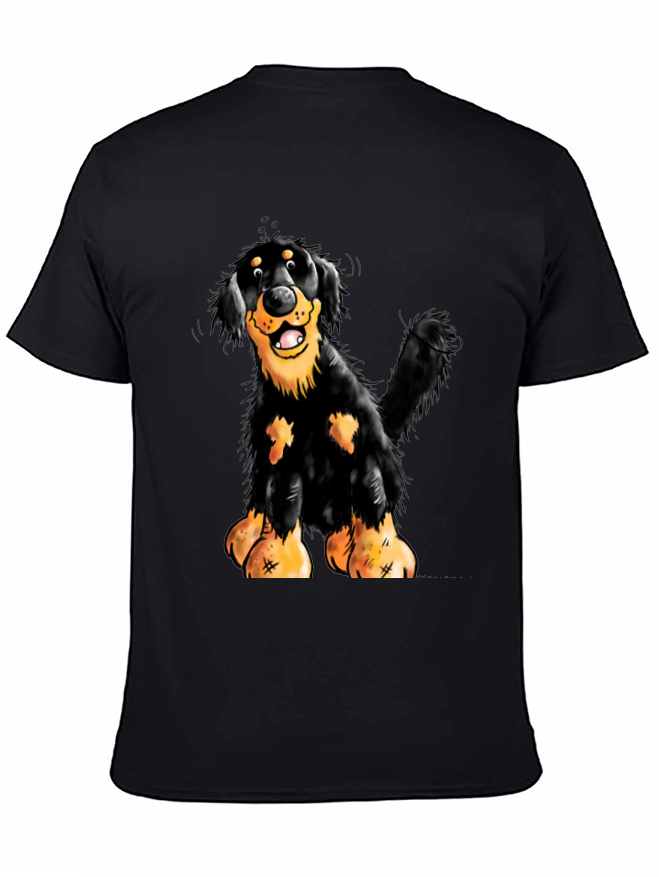 Cartoon Dog Graphic Black T-Shirt