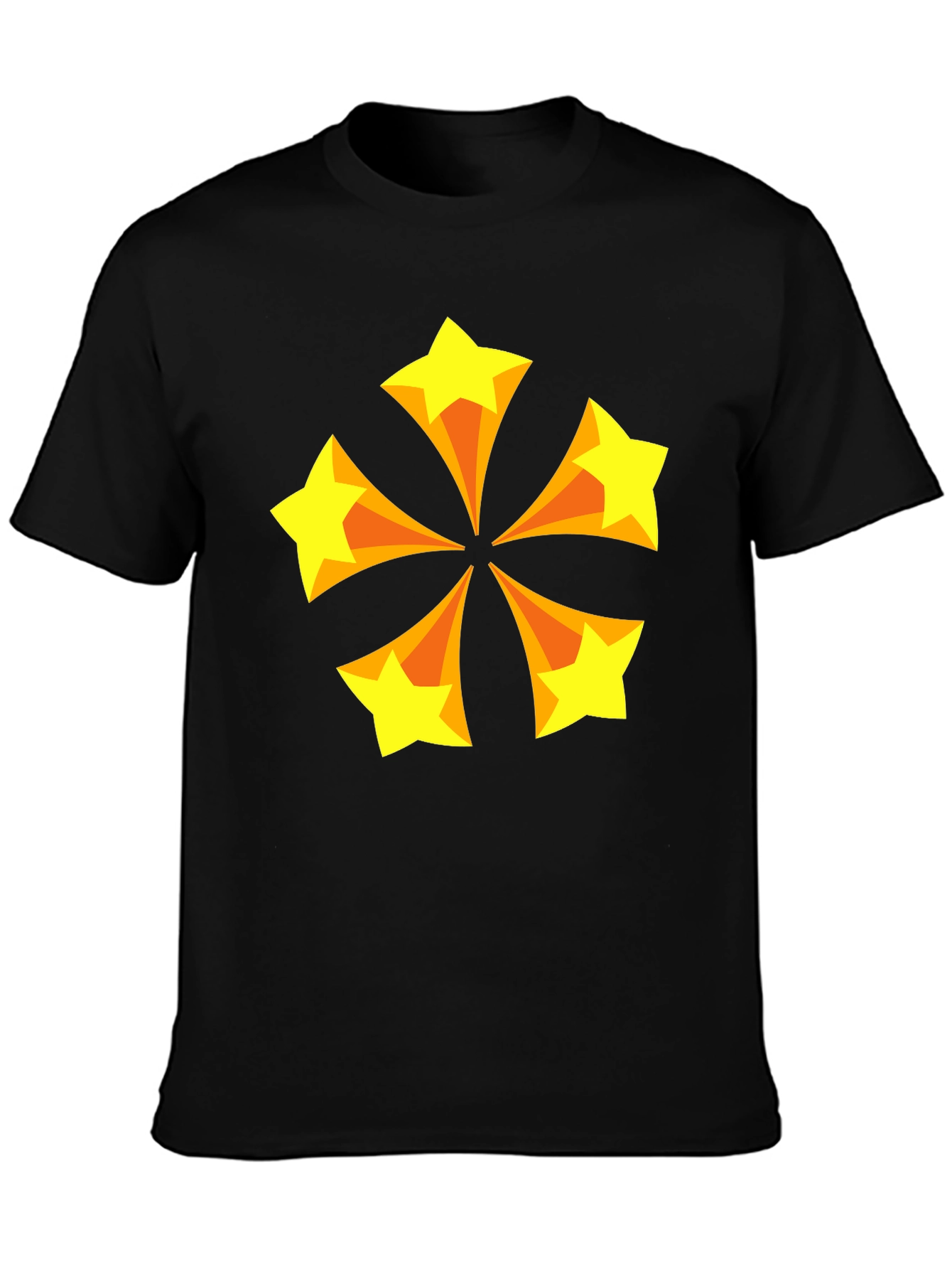 Retro Starburst Graphic Tee - Black Cotton Blend T-Shirt